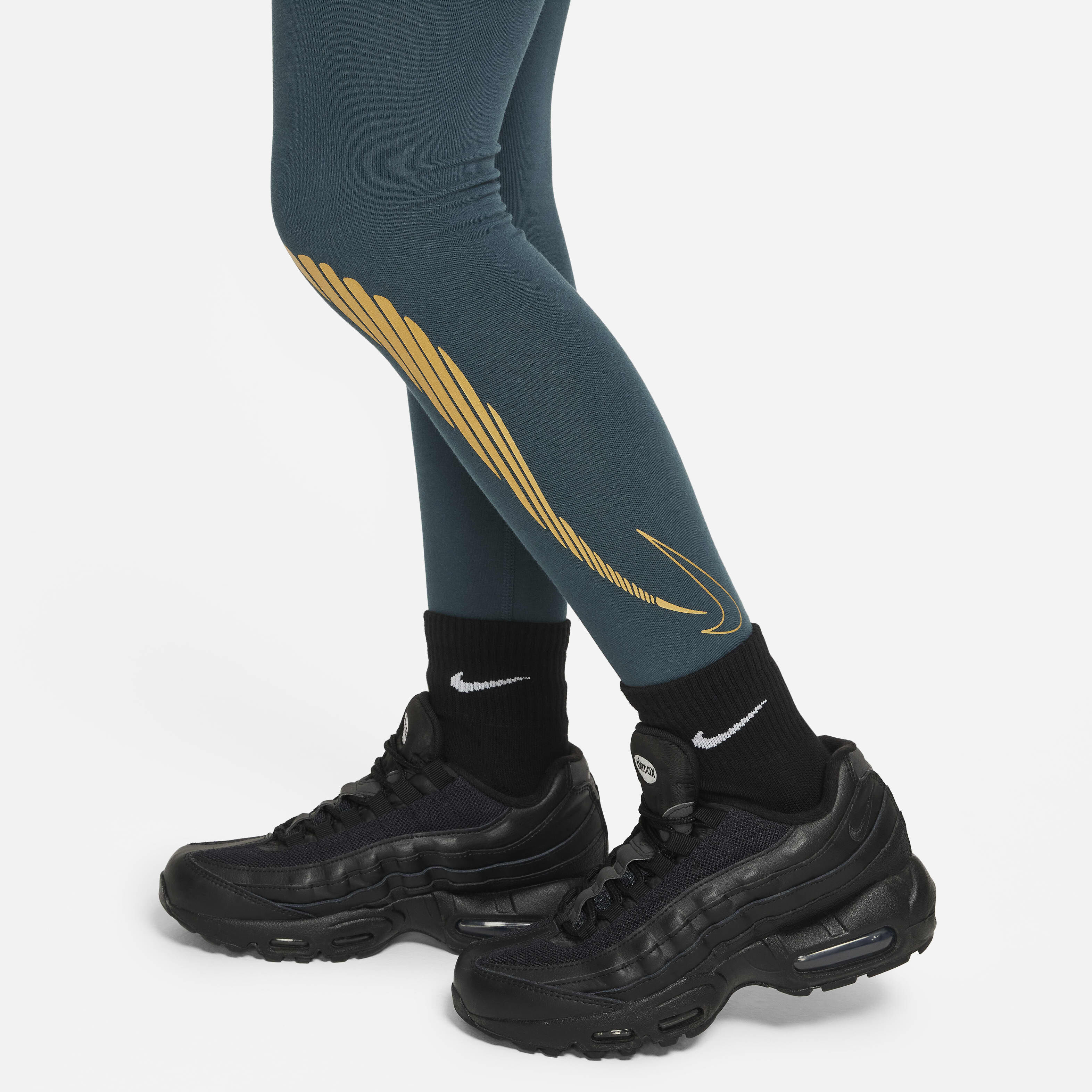 Buy Nike Sportswear Favourites Older Kids Girls High Waisted Leggings Deep Jungle Metallic Gold Nike Saudi Official