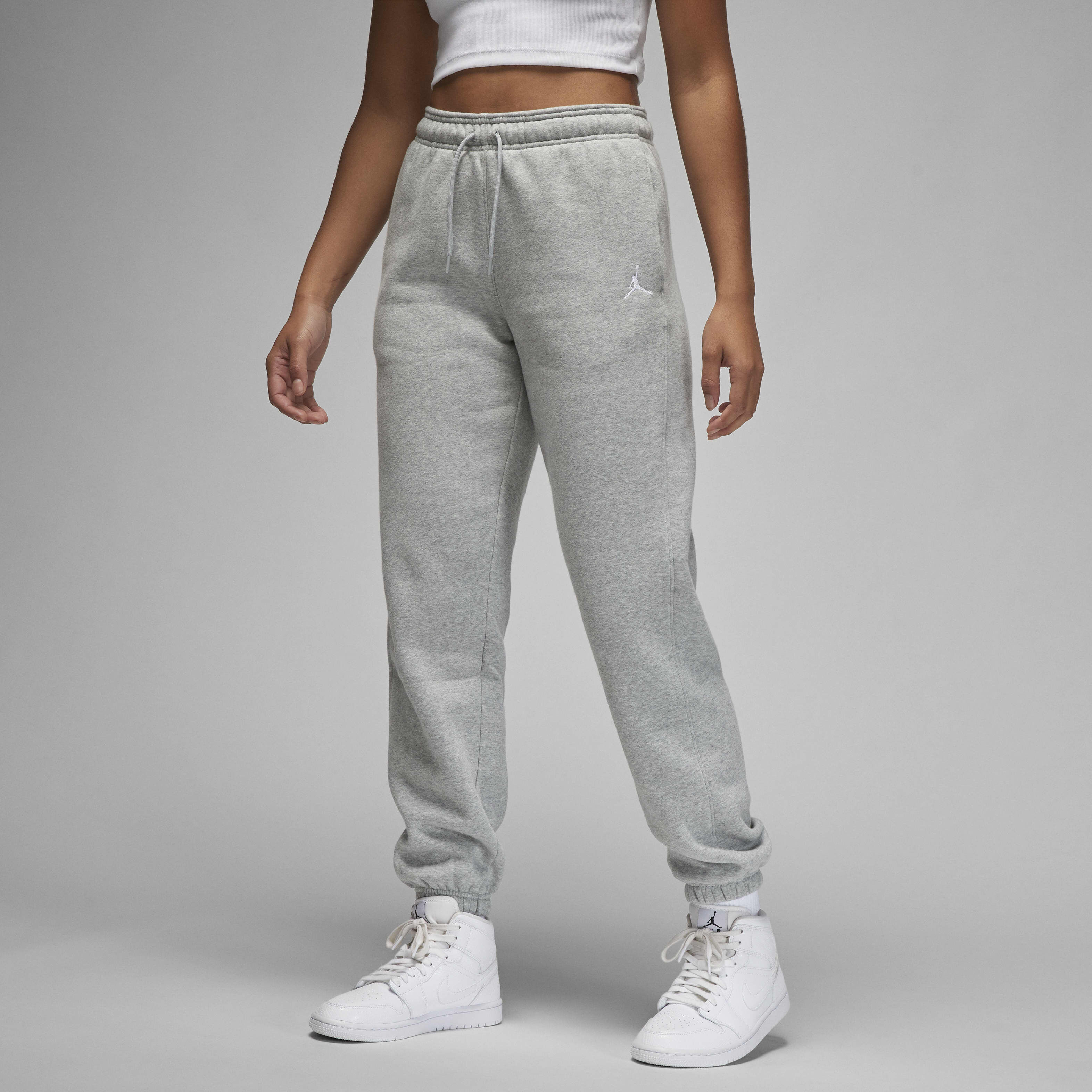 Buy Jordan Brooklyn Fleece Women s Trousers Dark Grey Heather White Nike Saudi Official