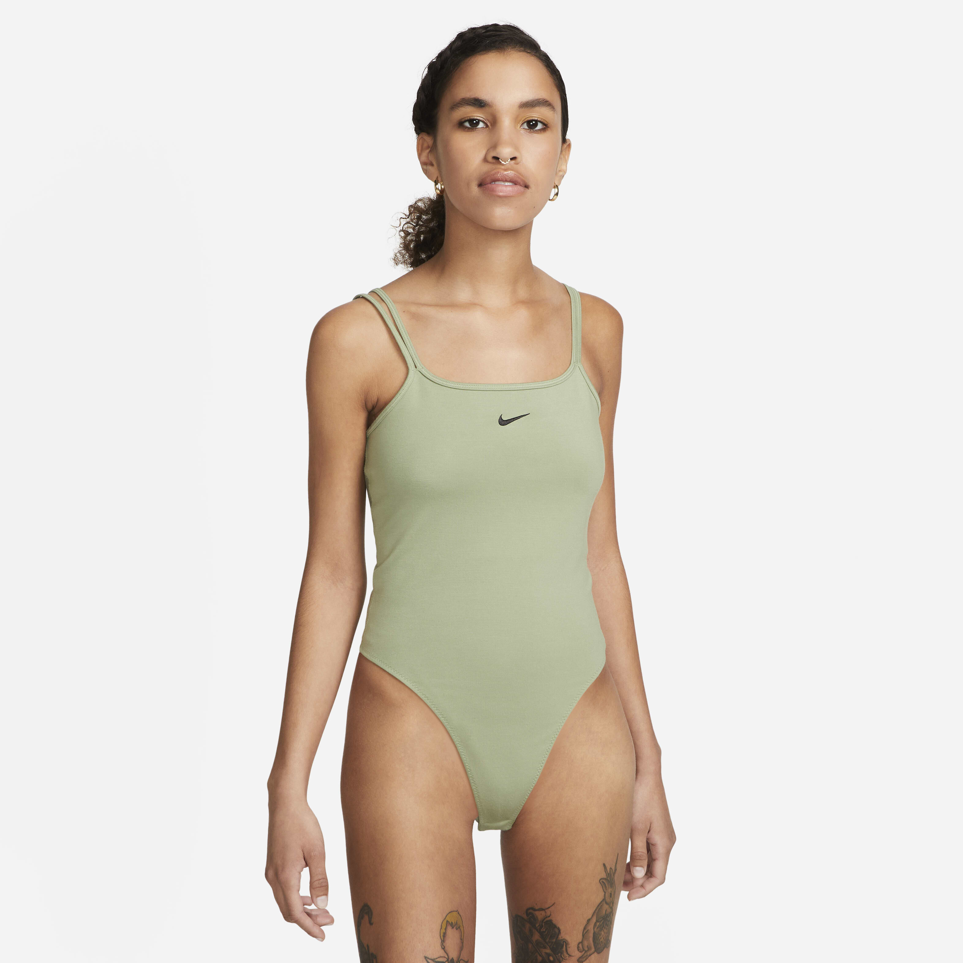 Buy Nike Sportswear Essentials Women s Cami Bodysuit Oil Green Black Nike Saudi Official