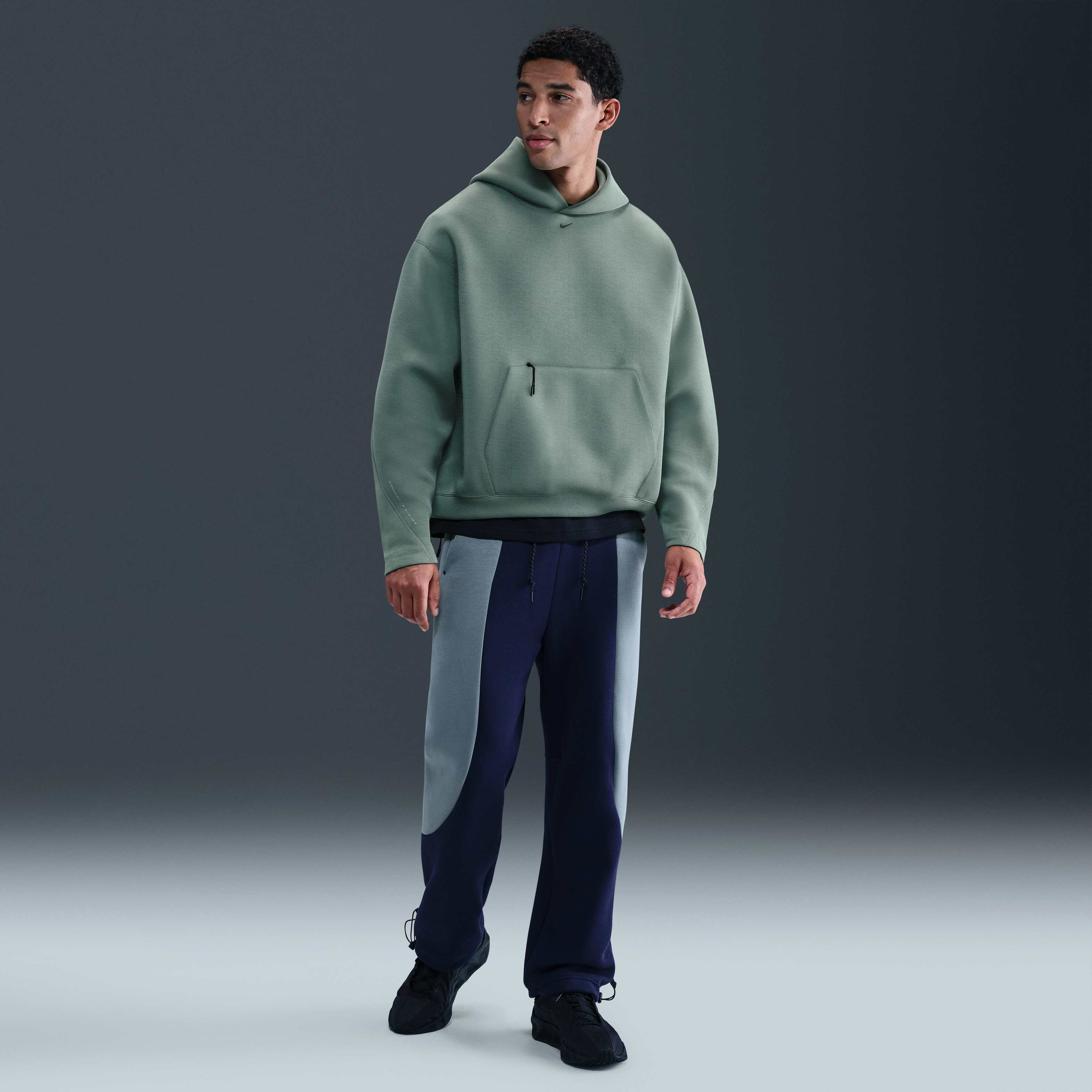 Buy Nike Tech Men's Fleece Oversized Hoodie - Clay Green/Black