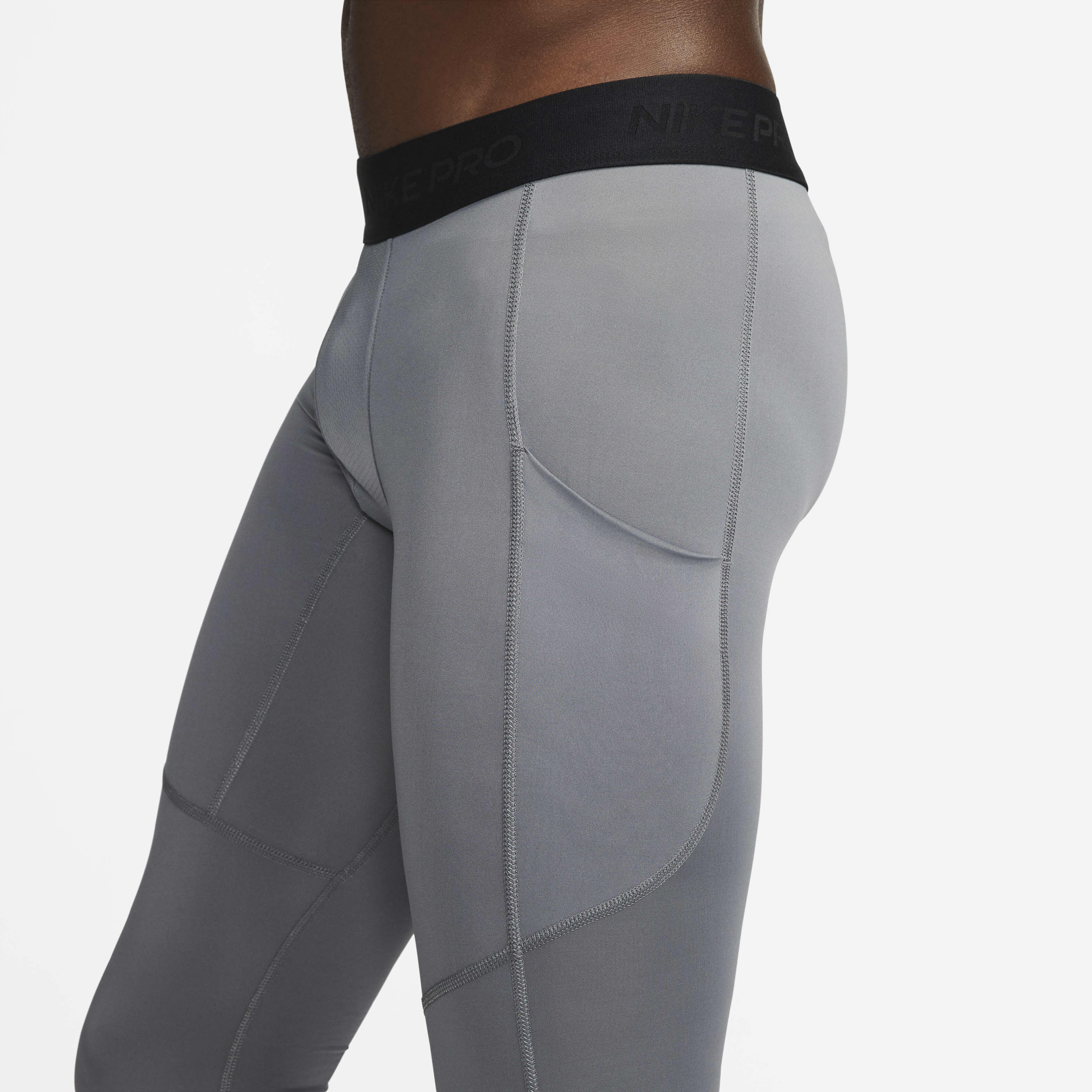 Buy Nike Pro Men s Dri FIT 3 4 Length Fitness Tights Smoke Grey Black Nike Saudi Official
