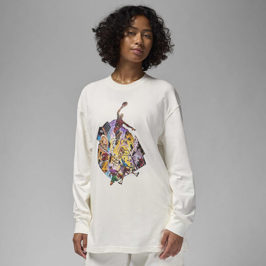 T-Shirts & Tops-JRDN, Jordan, Women's Oversized Long-Sleeve T-Shirt