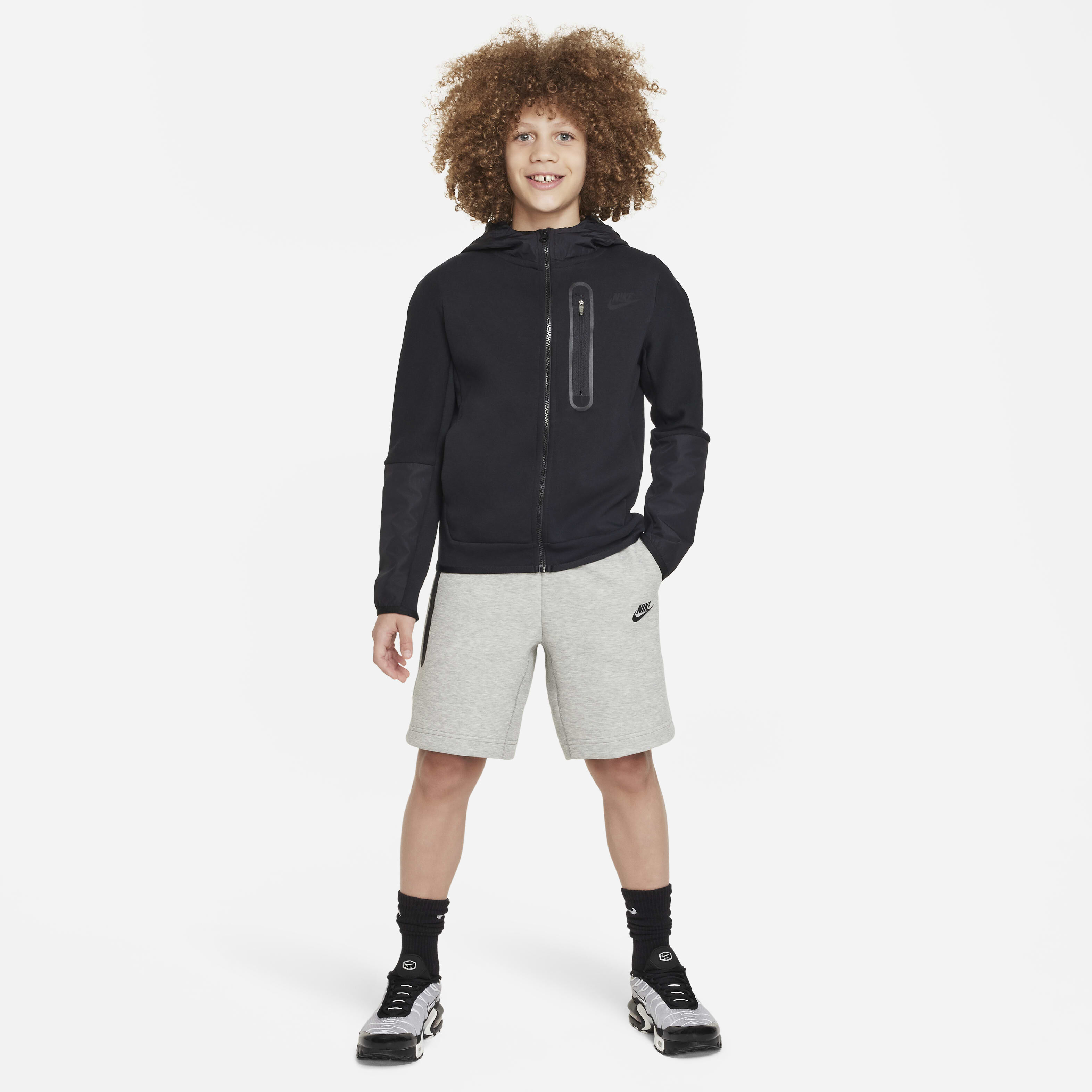 Buy Nike Tech Fleece Older Kids Boys Shorts Dark Grey Heather Black Black Nike Saudi Official