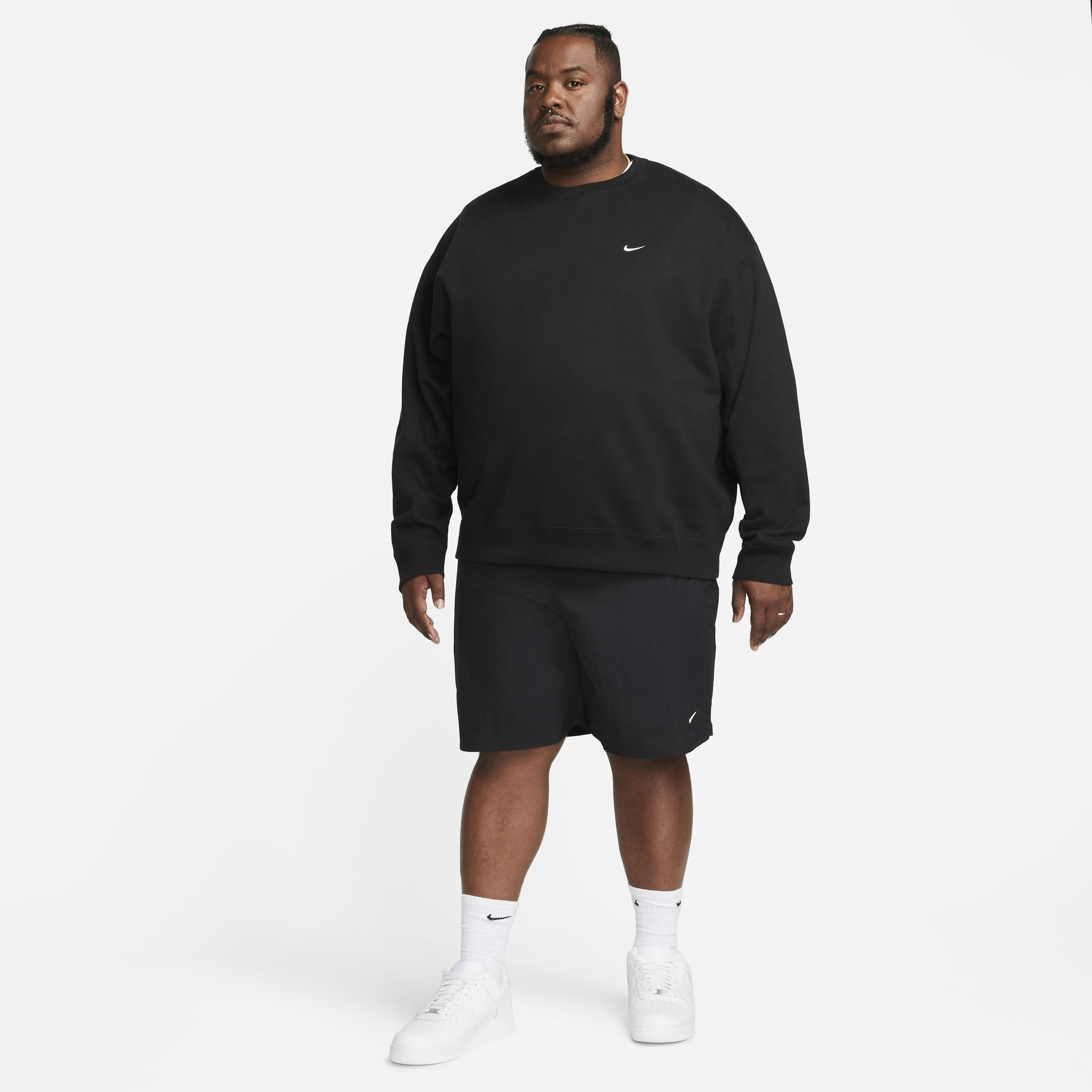 Buy Nike Solo Swoosh Men's Fleece Crew - Black/White | Nike