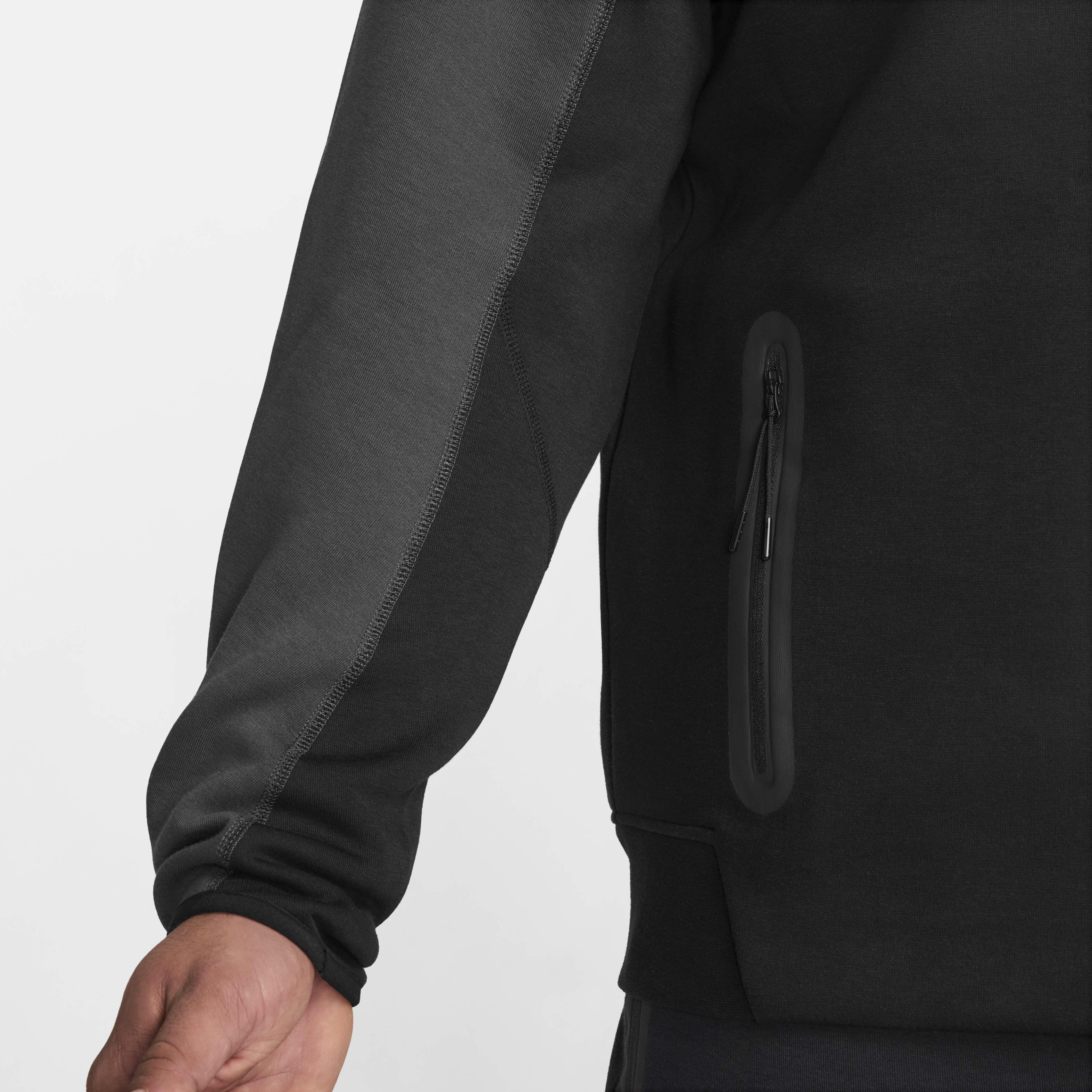 NIKE TECH FLEECE FULL ZIP HOODIE TRIPLE BLACK LOGO UK MENS