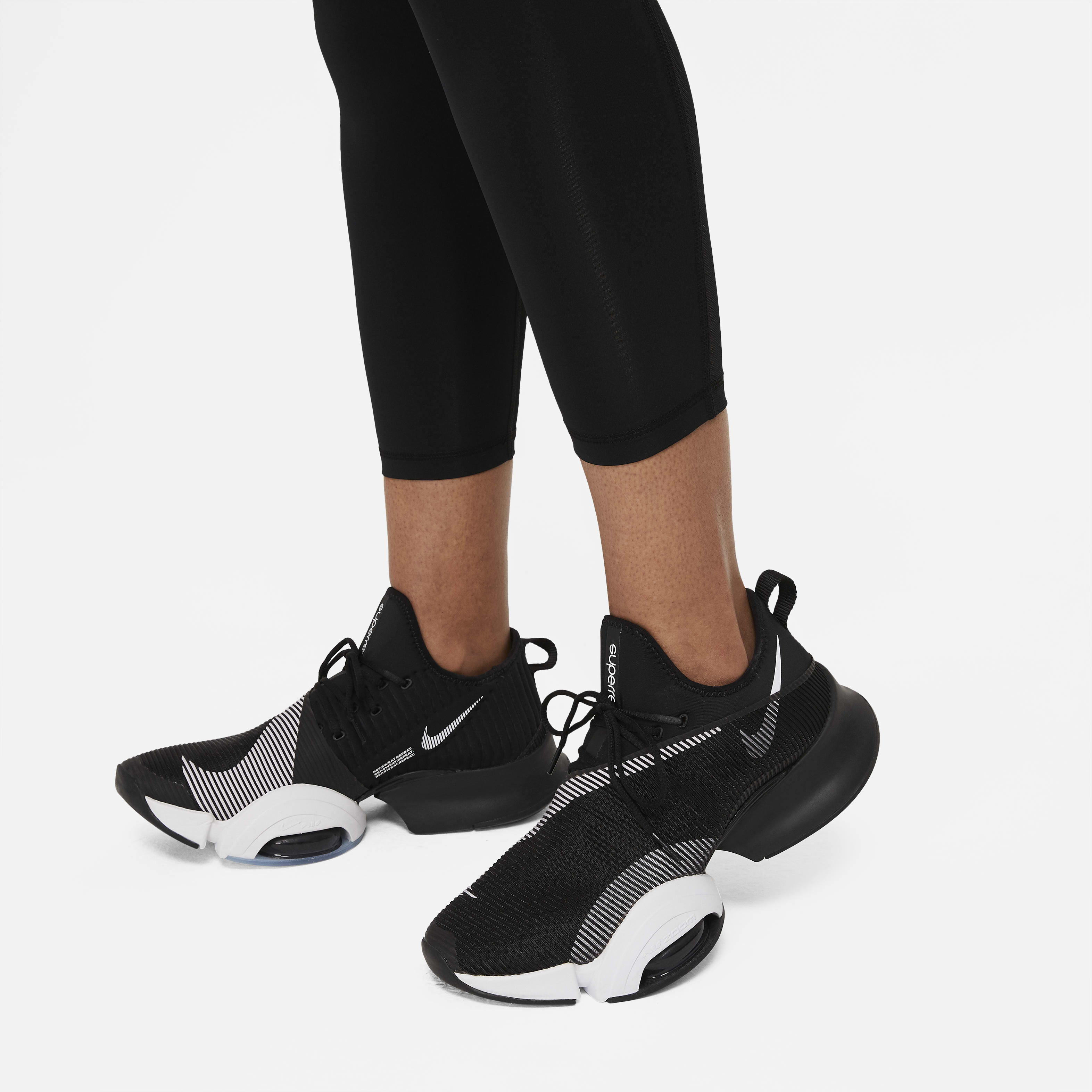 Buy Nike Pro 365 Women s High Waisted 7 8 Mesh Panel Leggings Black White Nike Saudi Official