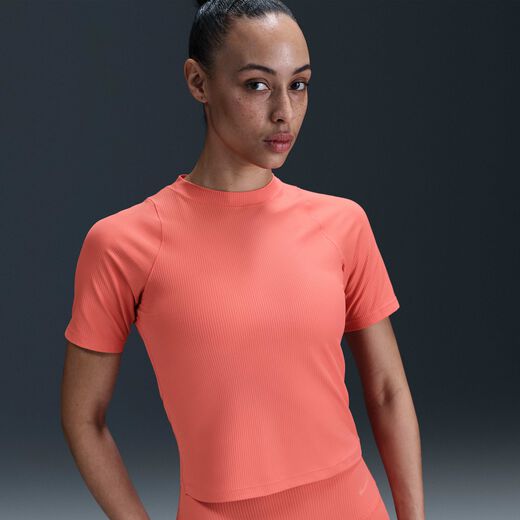 Women's T Shirts-Nike, Nike Zenvy Rib, Women's Dri-FIT Short-Sleeve Top