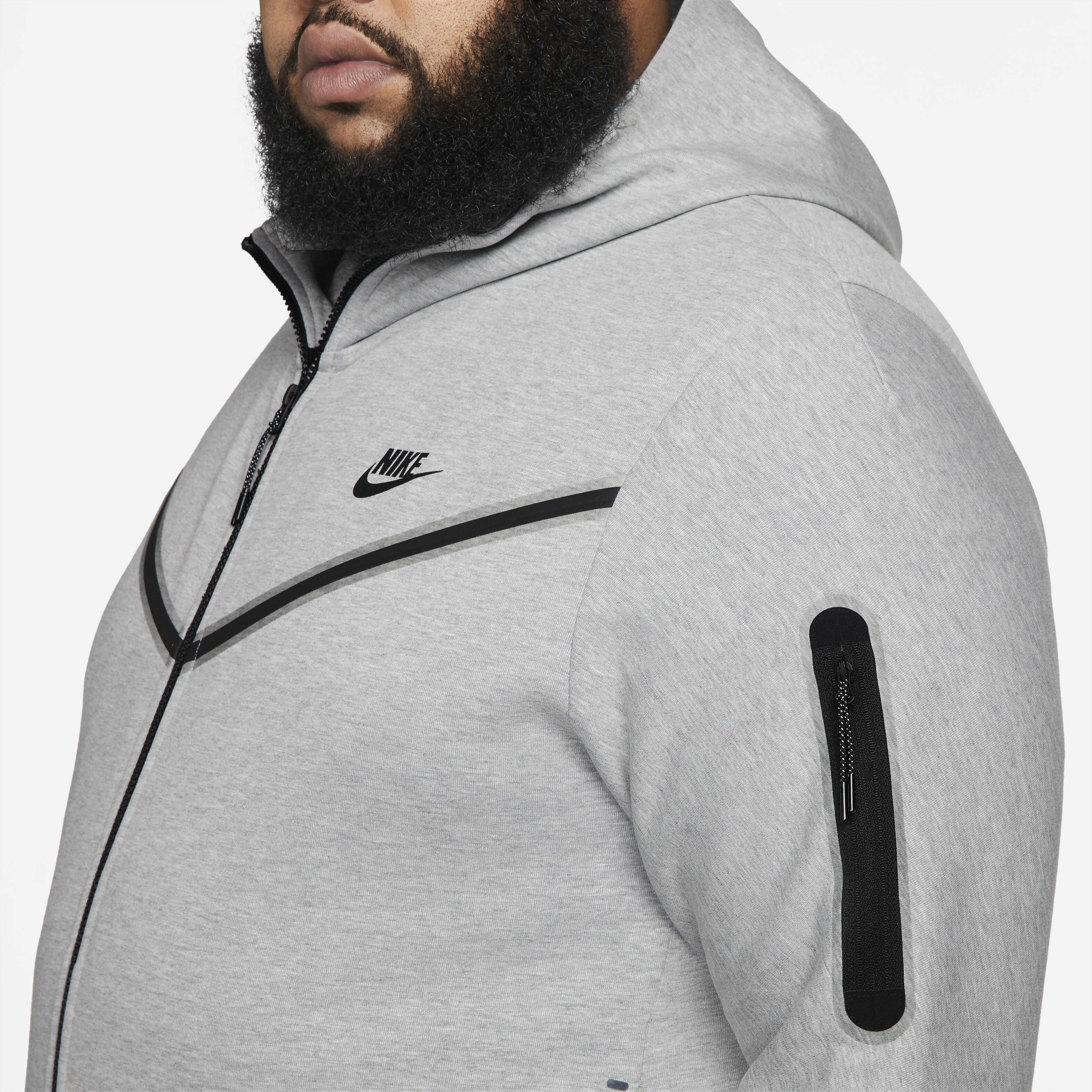 Nike tech fleece zip through hoodie in grey 2025
