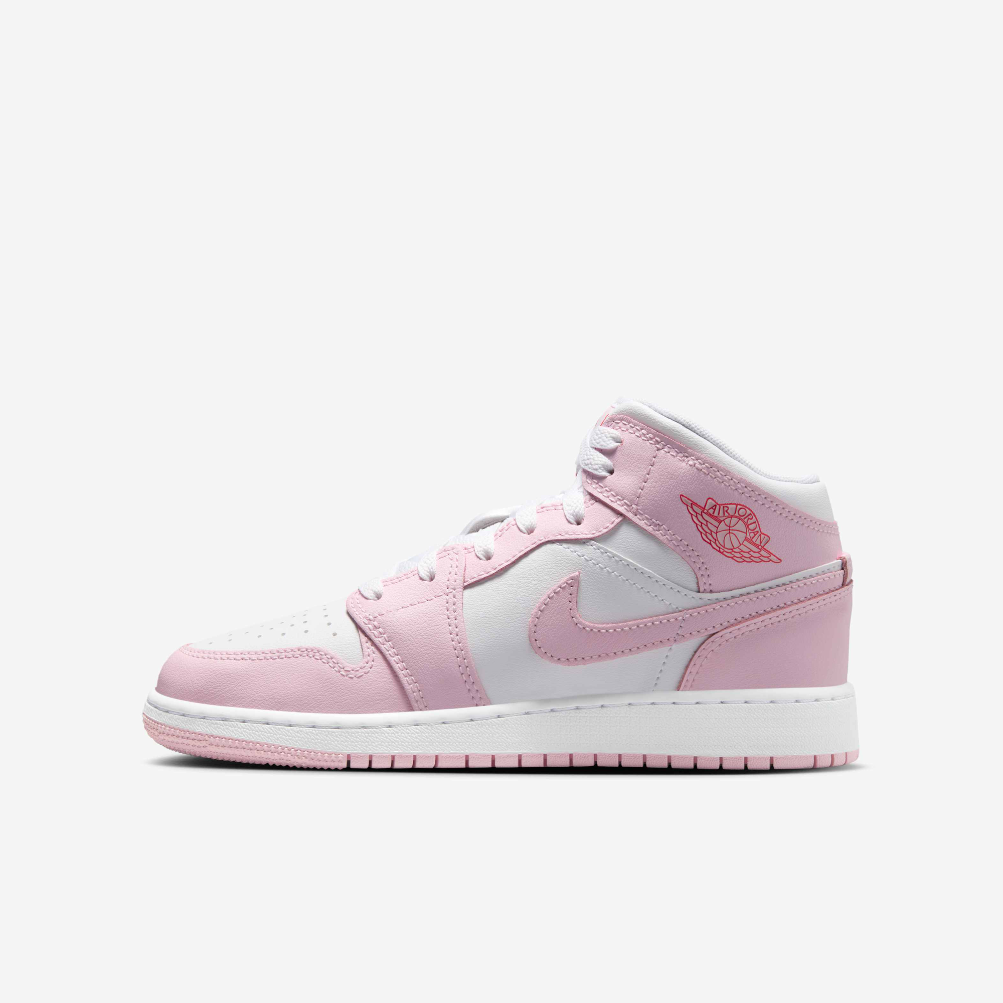 Buy Air Jordan 1 Mid Older Kids' Shoes - Pink Foam/Fire Red/White | Nike  Saudi Official
