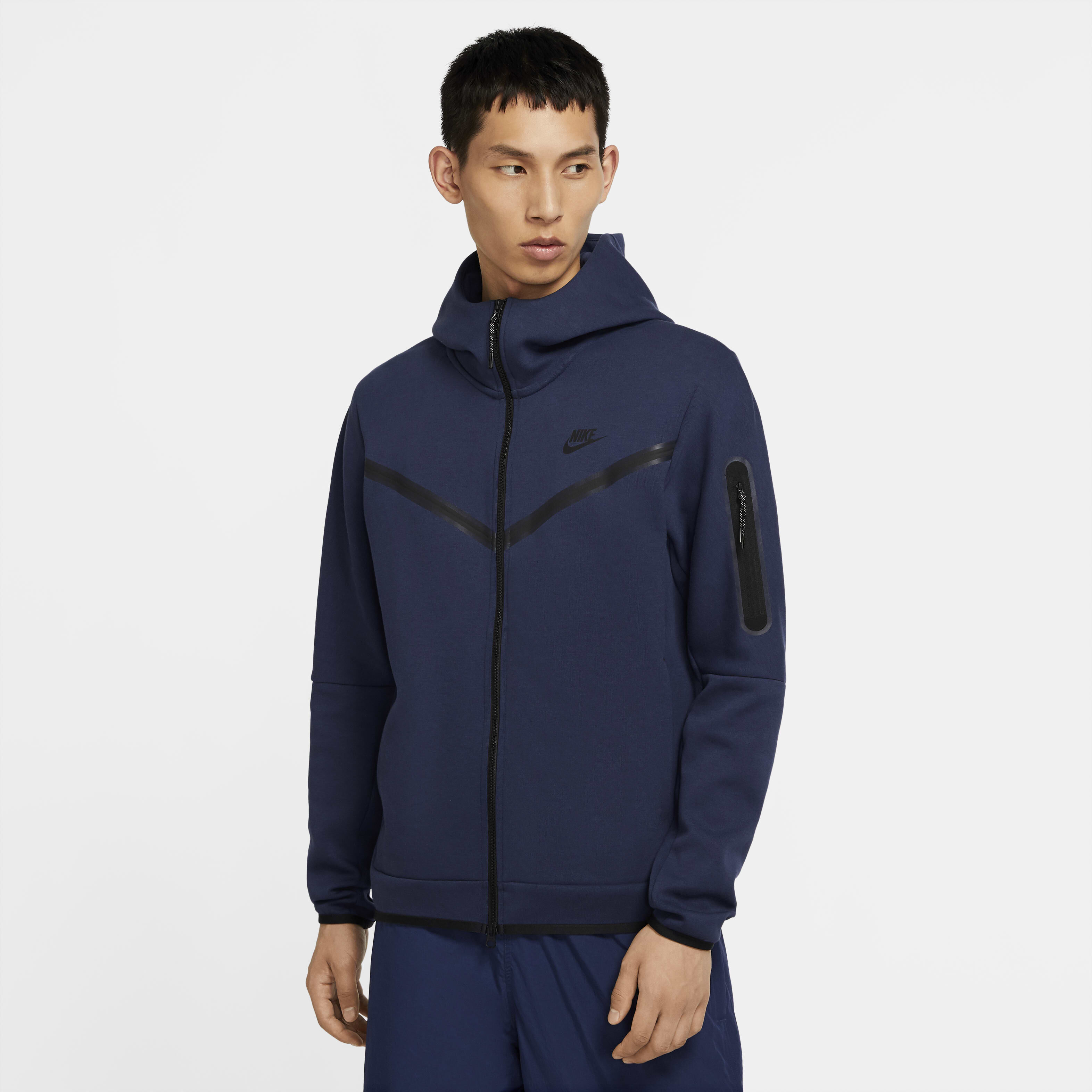 Buy Nike Sportswear Tech Fleece Men s Full Zip Hoodie Midnight Navy Black Nike Saudi Official