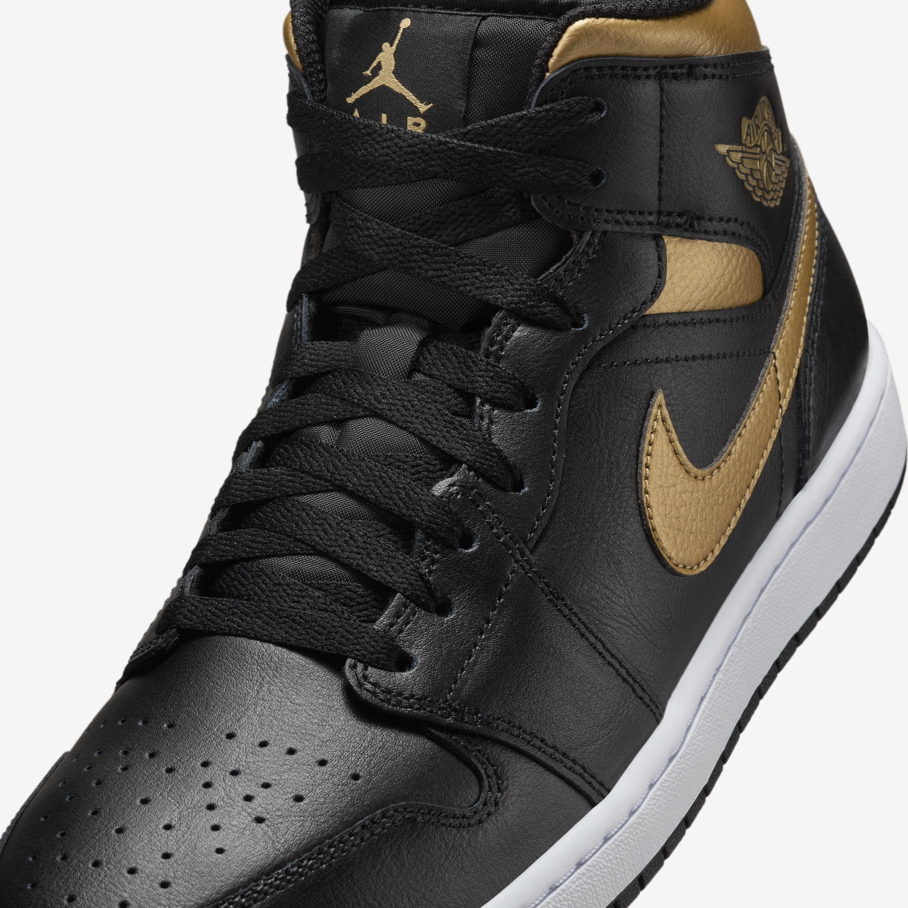 Buy Air Jordan 1 Mid Men's Shoes - Black/White/Metallic Gold