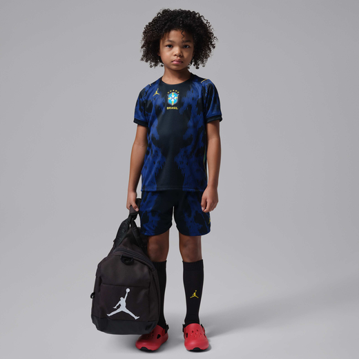 National Football Kits 2026-JRDN, Brazil 2026 Stadium Away, Younger Kids' Jordan Football Replica 3-Piece Kit