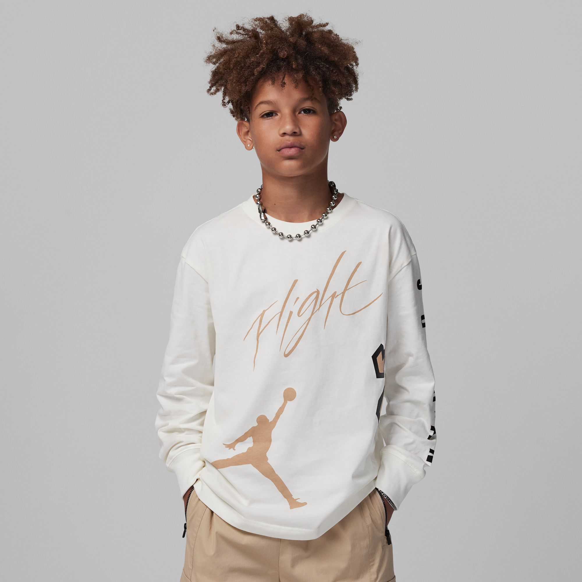 Buy Jordan Allover Retro Big Kids Long-Sleeve T-Shirt - Sail
