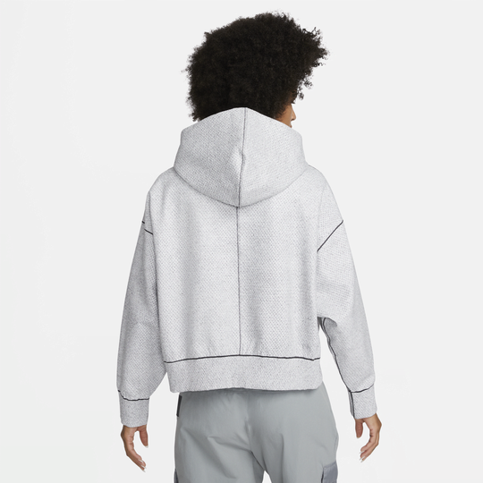Nike mini swoosh oversized cropped discount zip through hoodie in blac