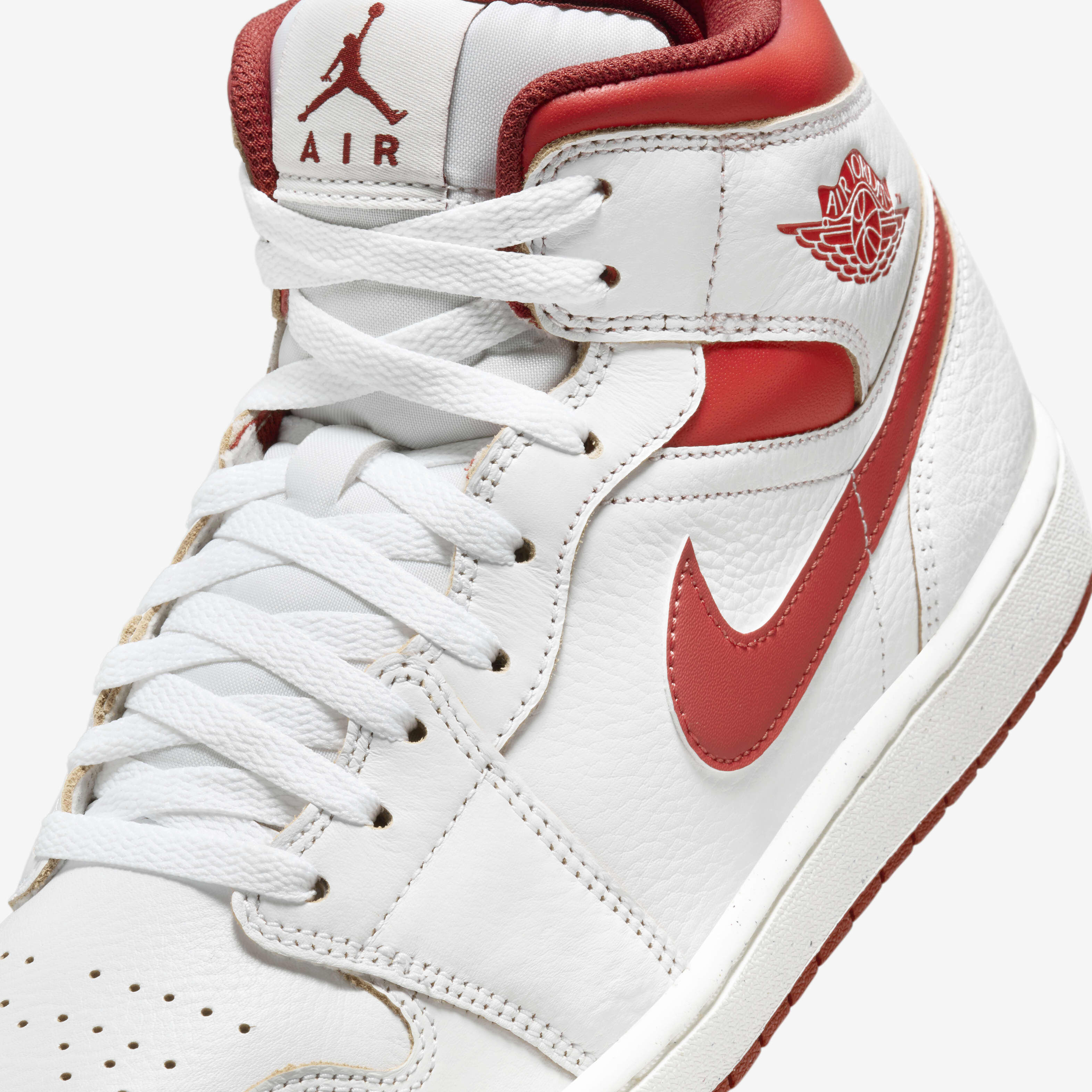 Nike Air Jordan 1 Mid SE Shoes 'White/Dune Red' (FJ3458-160