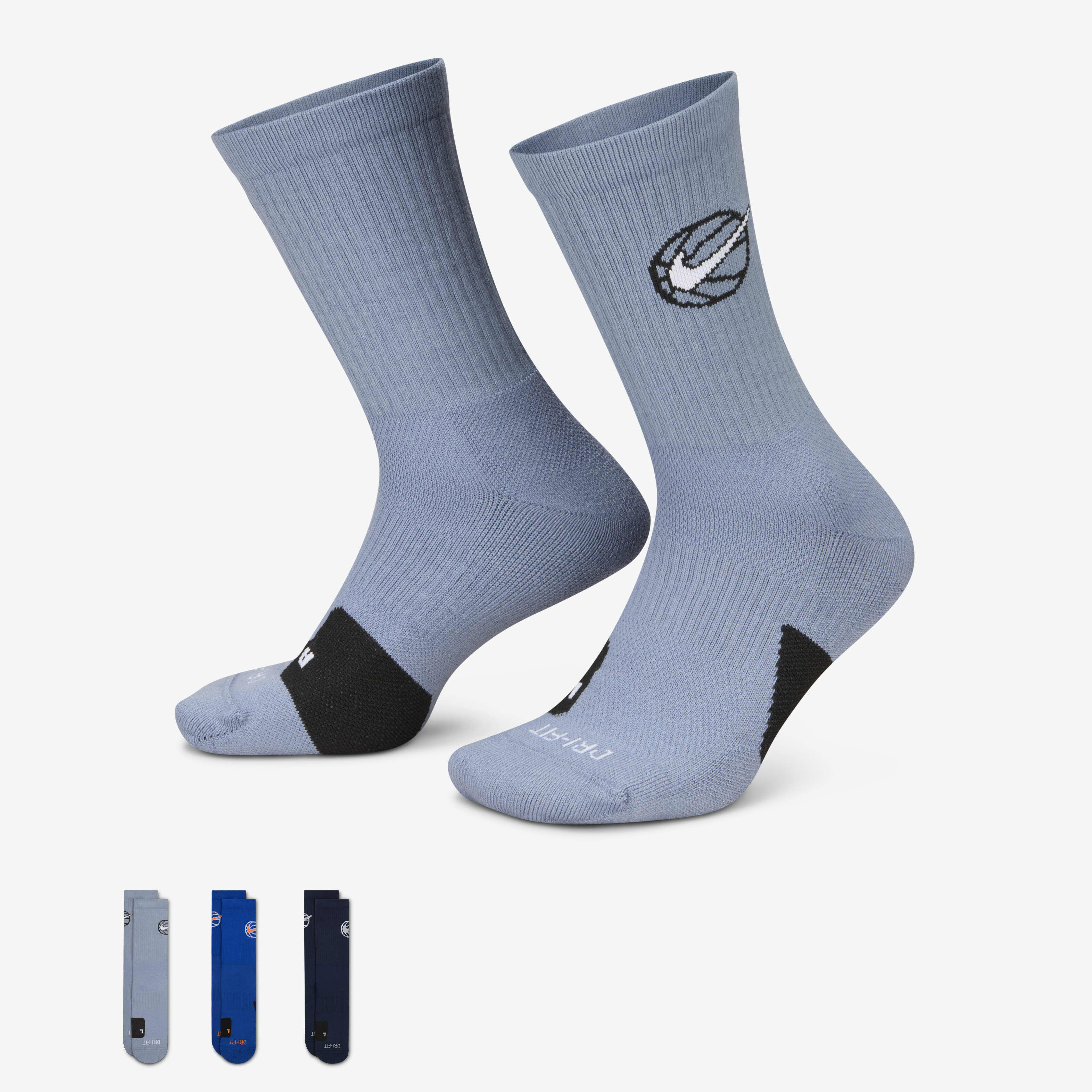 Buy Nike Everyday Crew Basketball Socks (3 Pairs) Multi-Colour