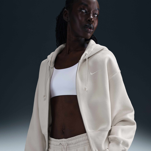 Women's Hoodies-Nike, Nike Sportswear Phoenix Fleece, Women's Loose Cropped Full-Zip Hoodie