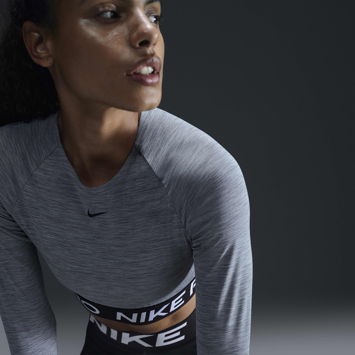 Buy Nike Pro Women's Dri-FIT Cropped Long-Sleeve Top Smoke Grey