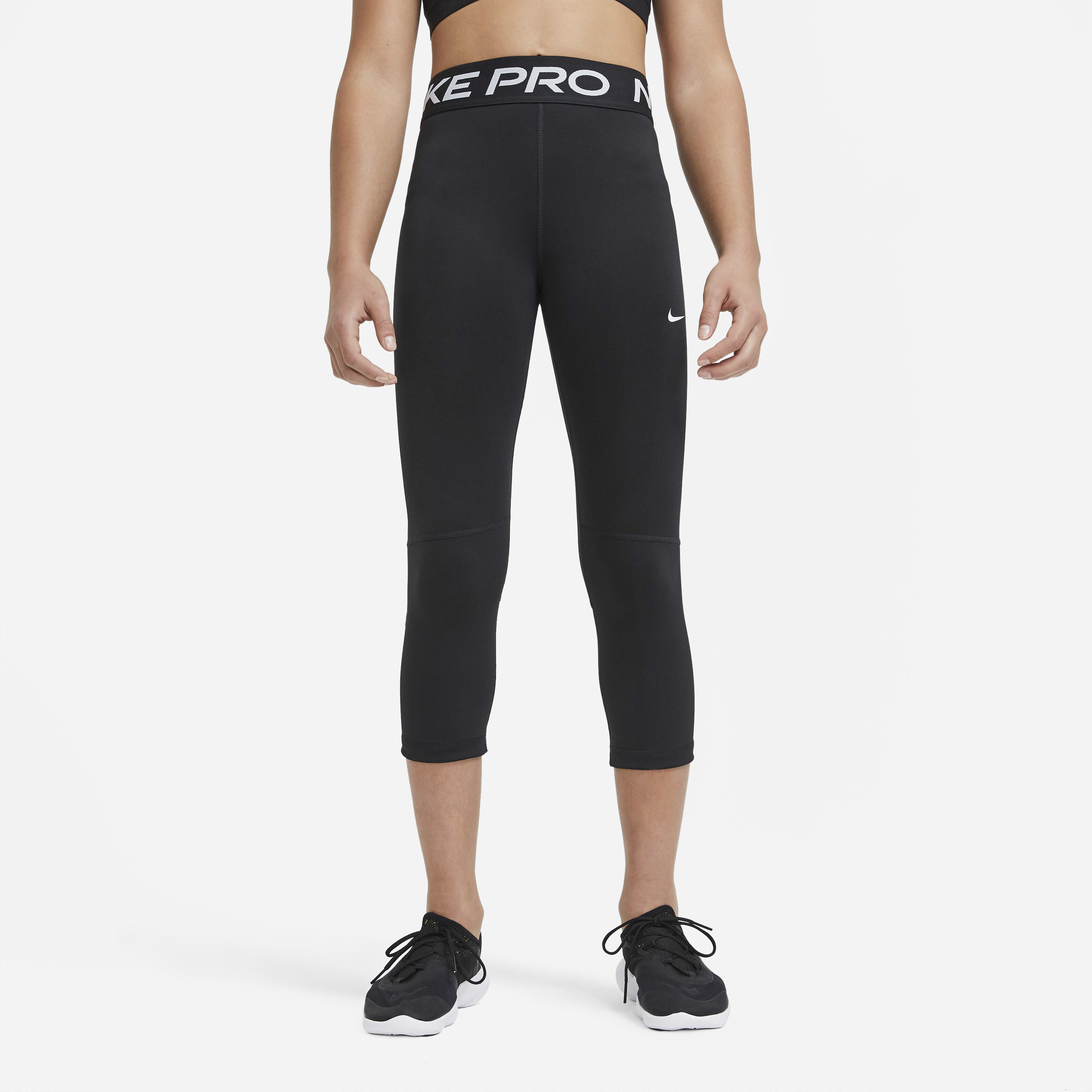 Buy Nike Pro Older Kids Girls Capri Leggings Black White Nike Saudi Official