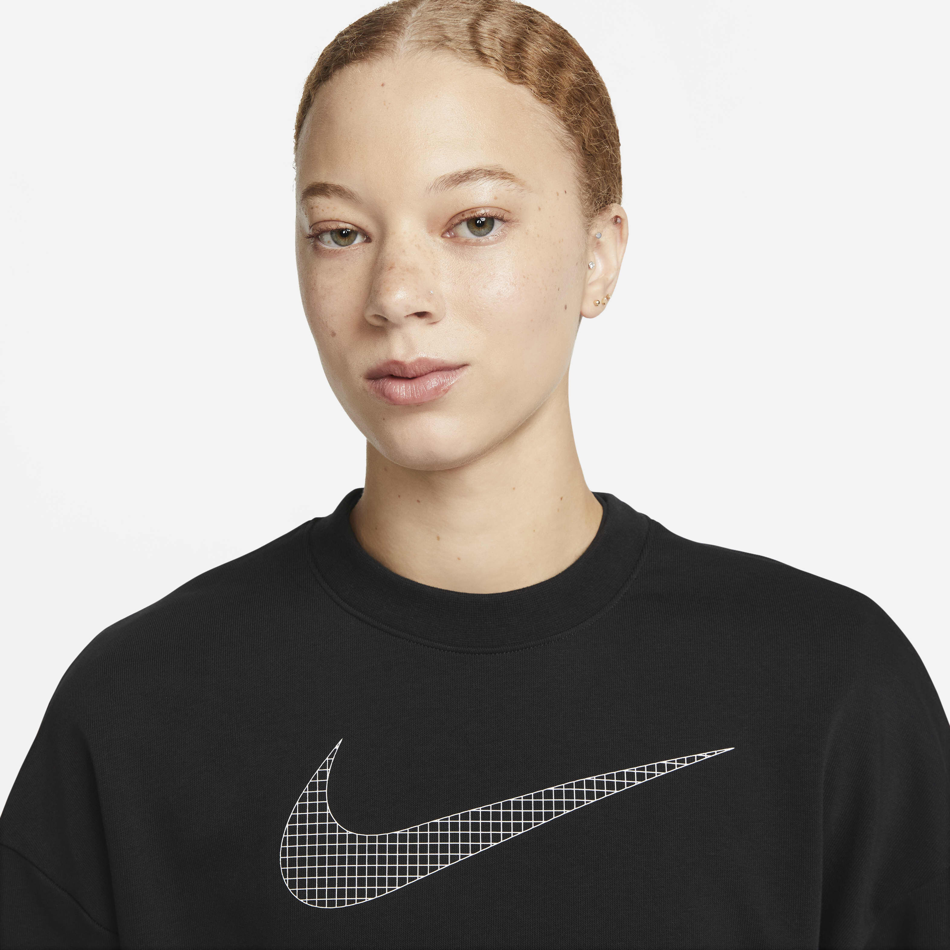 Buy Nike Dri FIT Get Fit Women s French Terry Graphic Crew Neck Sweatshirt Nike Saudi Official