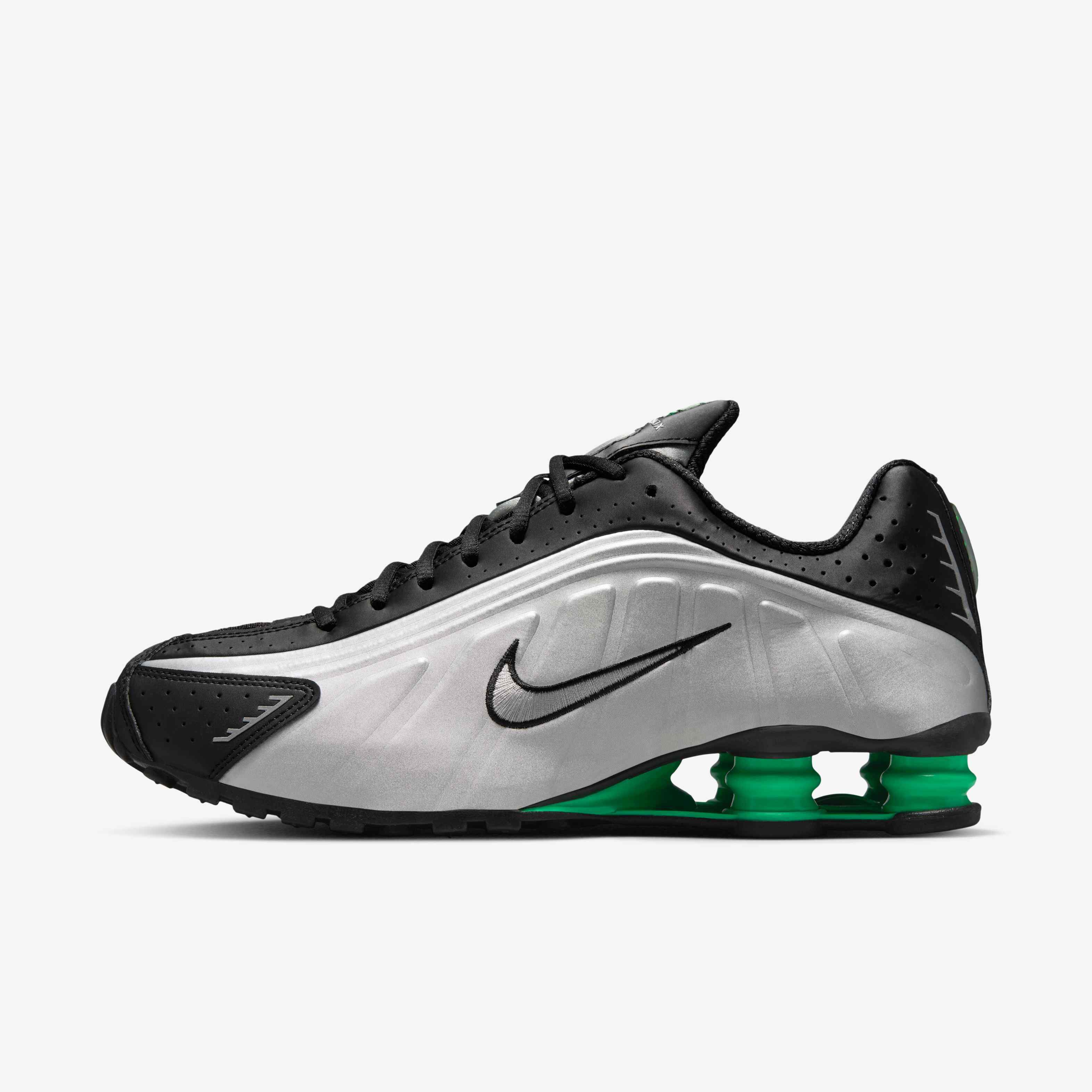 Buy Nike Shox R4 Men's Shoes Metallic Silver/Black/Green Shock