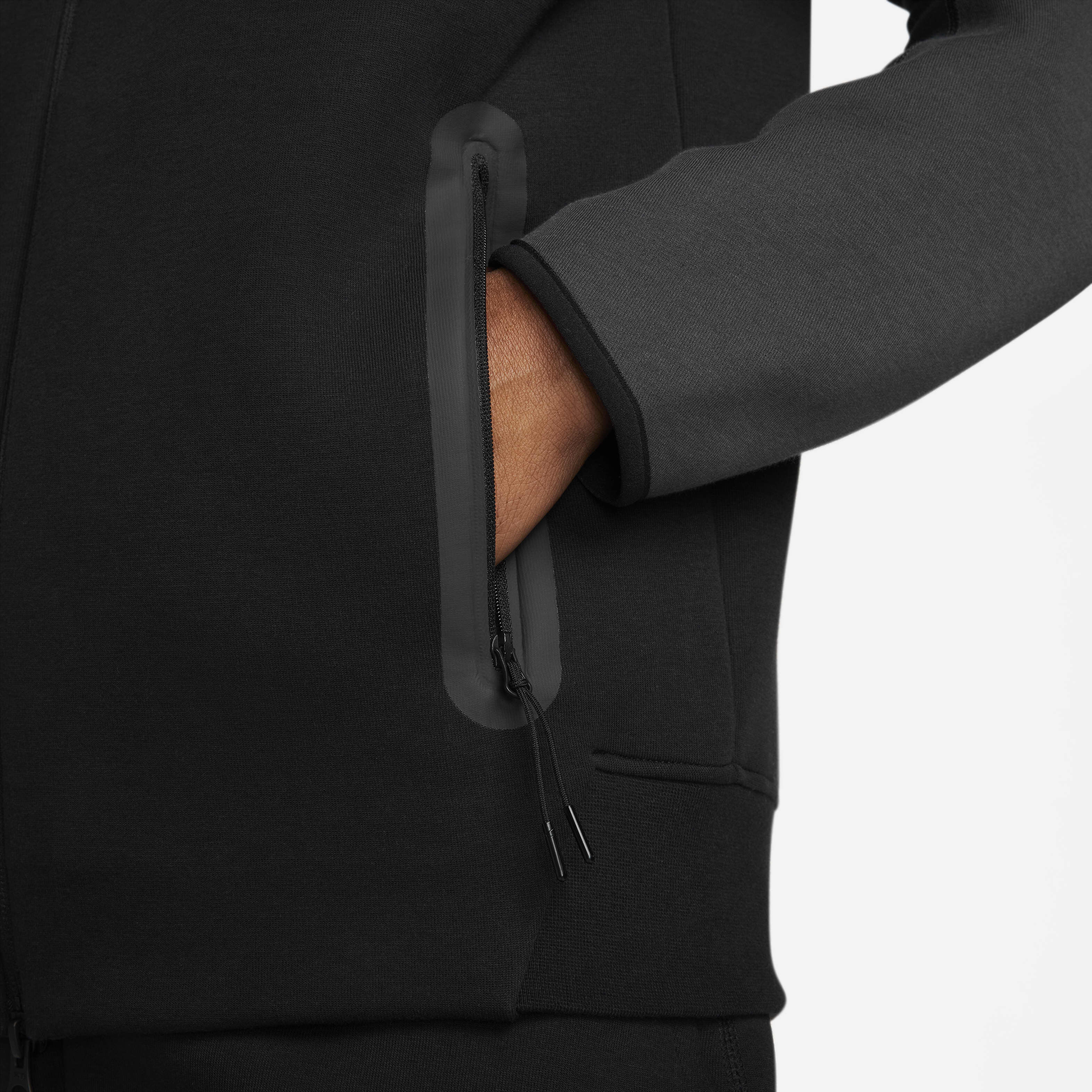 NIKE TECH FLEECE FULL ZIP HOODIE TRIPLE BLACK LOGO UK MENS