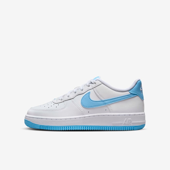 Buy Nike Air Force Older Kids' Shoes White/White/Aquarius Blue