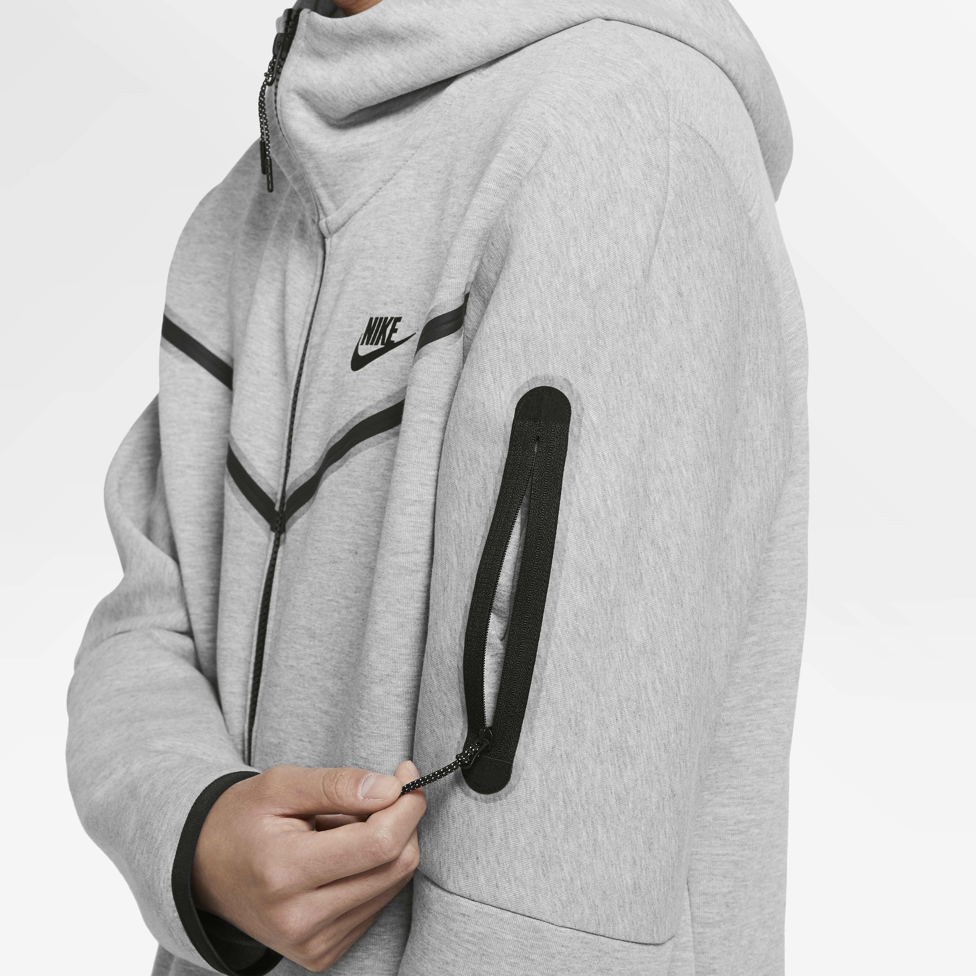 Nike tech full zip hoodie grey hot sale
