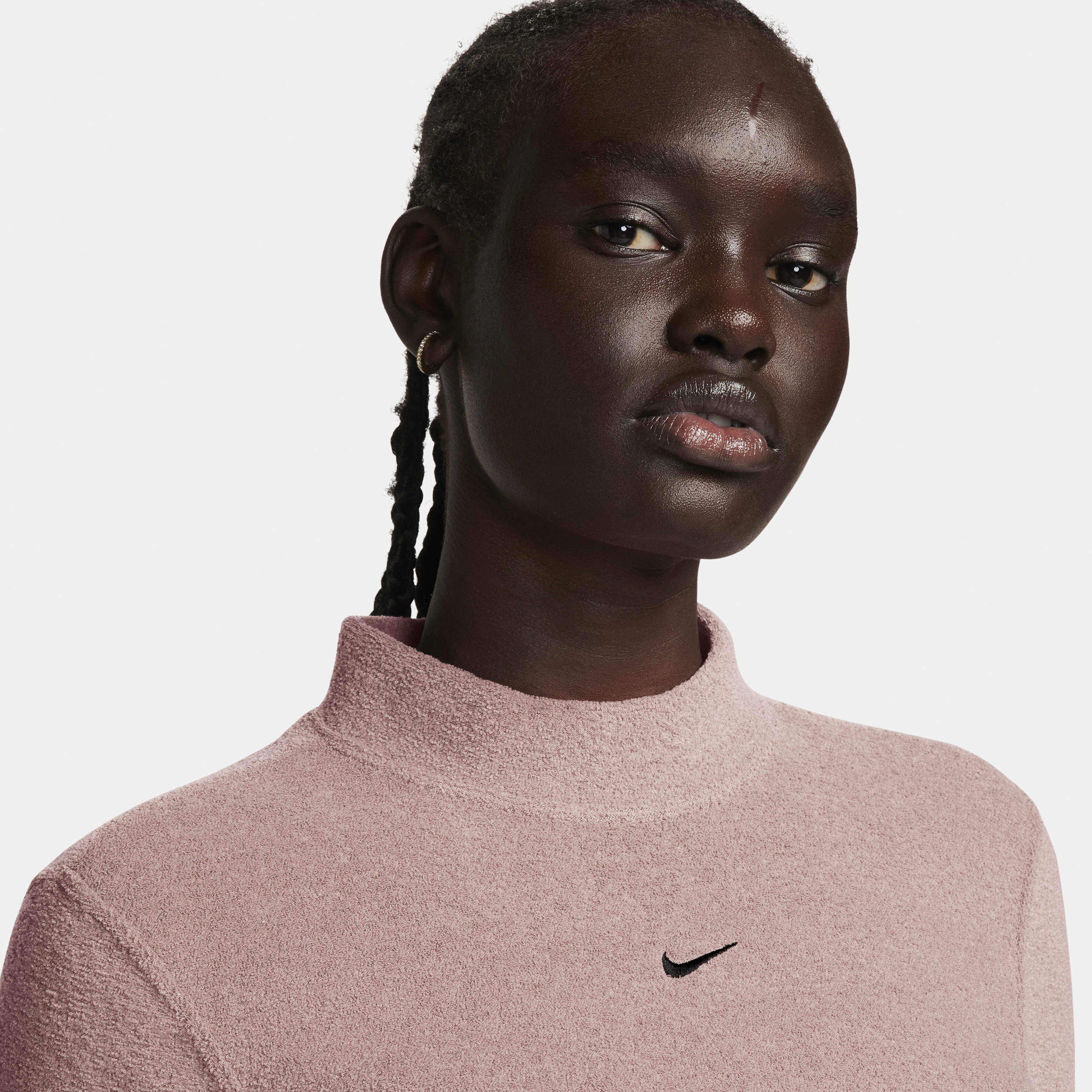 Buy Nike Sportswear Phoenix Plush Women s Slim Mock Neck Long Sleeve Cropped Cosy Fleece Top Nike Saudi Official