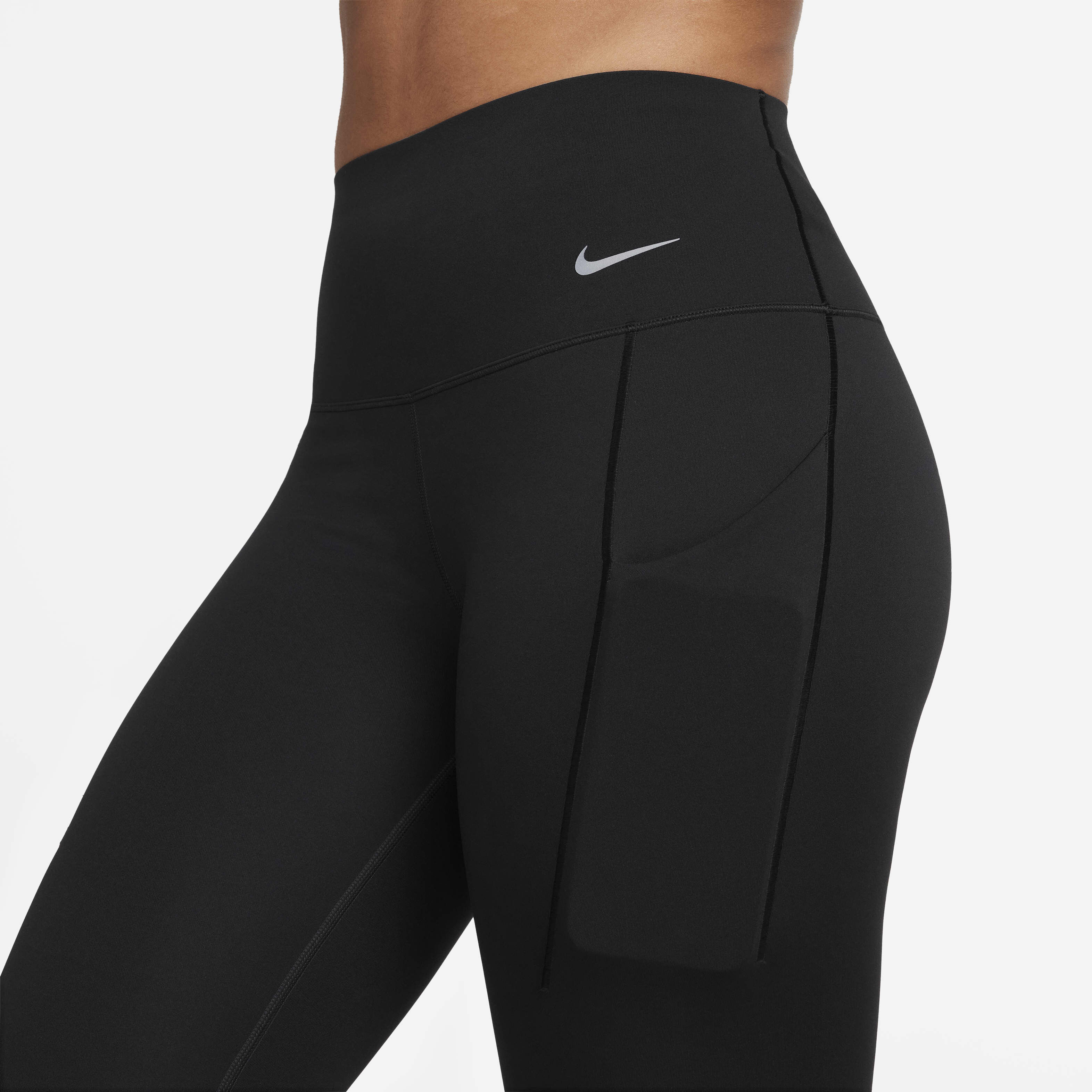 Buy Nike Universa Women s Medium Support High Waisted Cropped Leggings with Pockets Black Black Nike Saudi Official