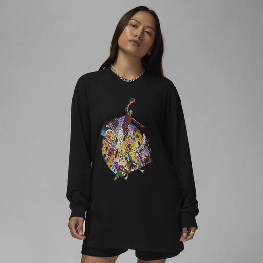 T-Shirts & Tops-JRDN, Jordan, Women's Oversized Long-Sleeve T-Shirt