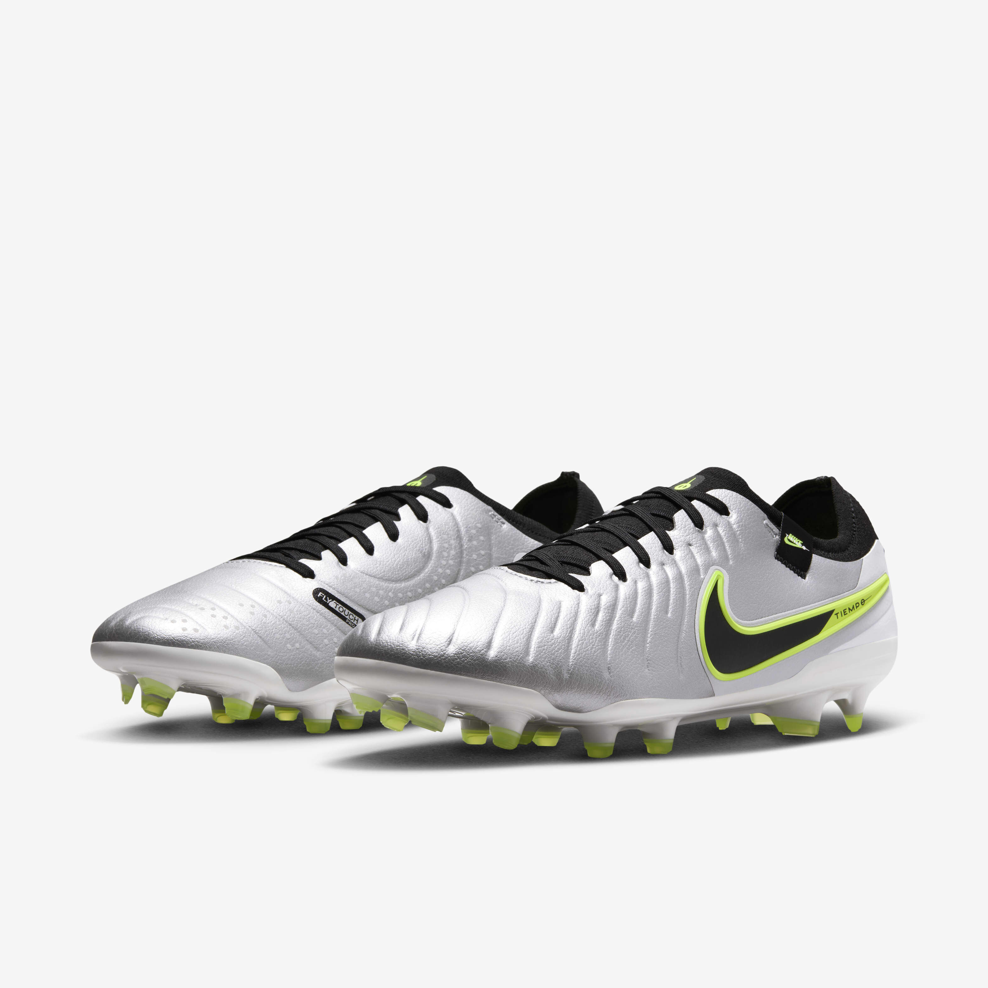 Buy Nike Tiempo Legend 10 Pro Firm Ground Low Top Football Boot Metallic Silver Volt Black Nike Saudi Official
