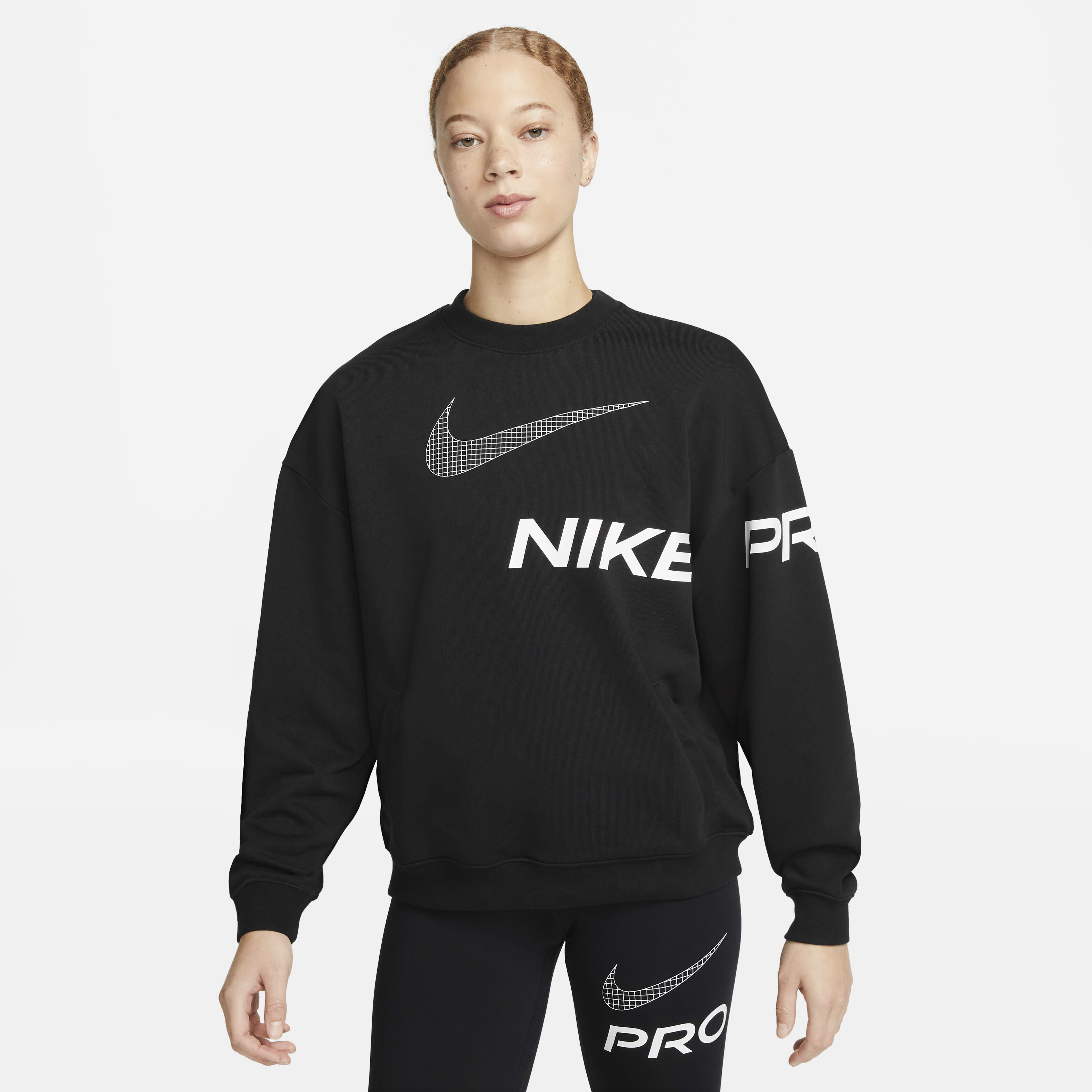 Buy Nike Dri FIT Get Fit Women s French Terry Graphic Crew Neck Sweatshirt Nike Saudi Official