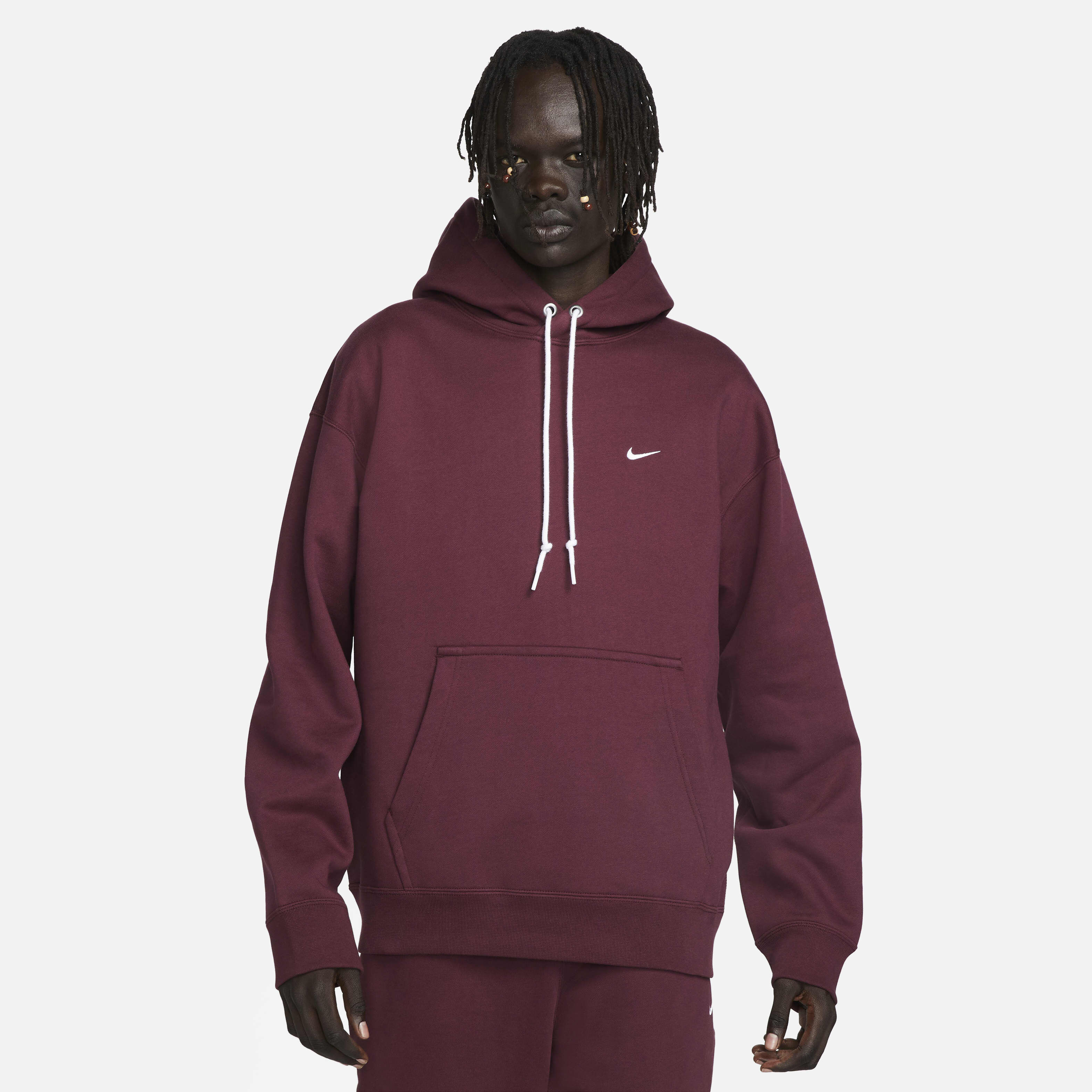 Buy Nike Solo Swoosh Men s Fleece Pullover Hoodie Night Maroon White Nike Saudi Official