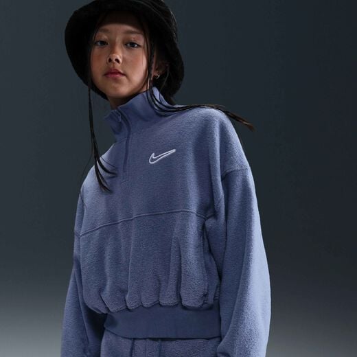 Kids' Long Sleeves Shirts-Nike, Nike Sportswear, Older Kids' (Girls') Long-Sleeve Fleece Top