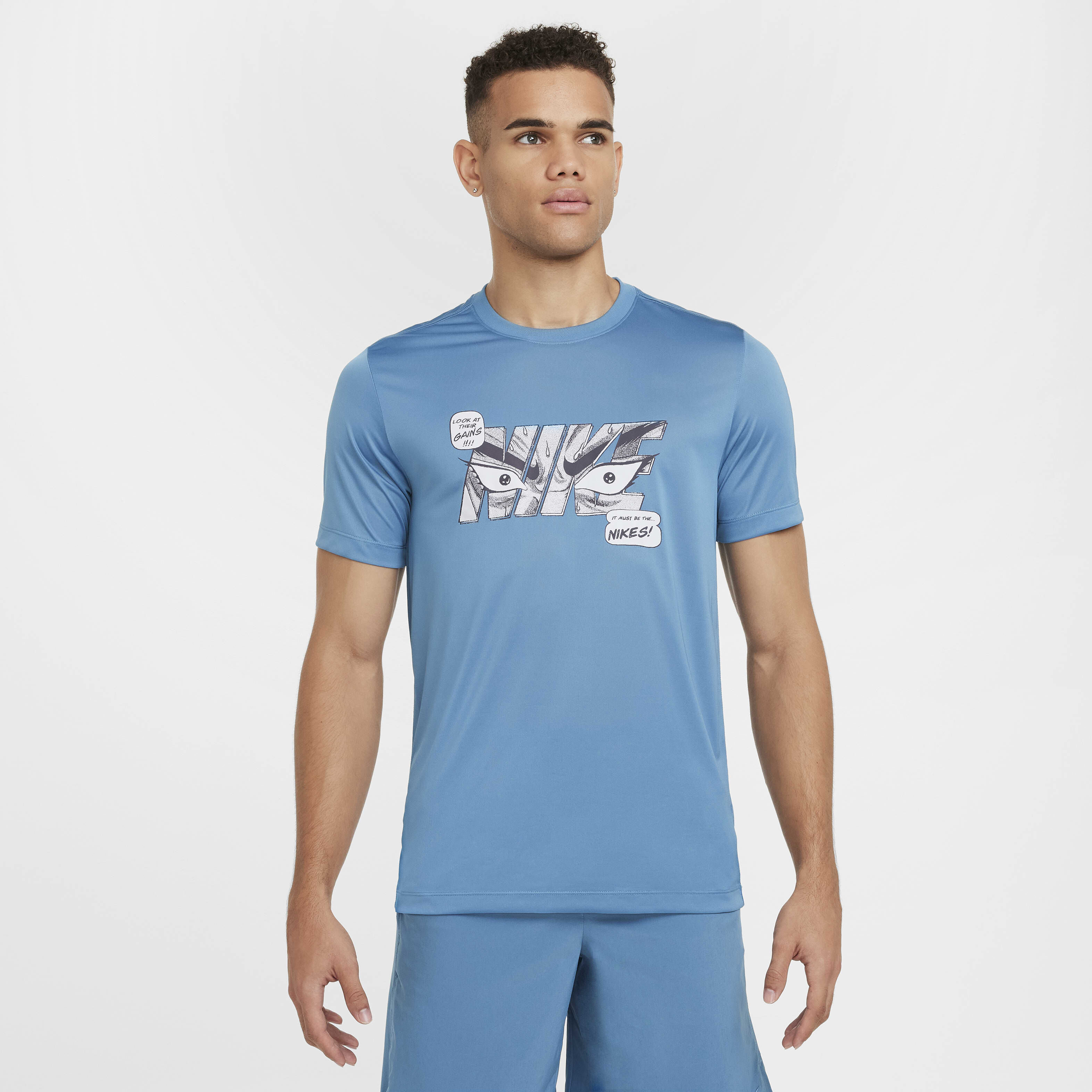 Buy Nike Men's Dri-FIT Fitness T-Shirt - Aegean Storm @ Nike Saudi