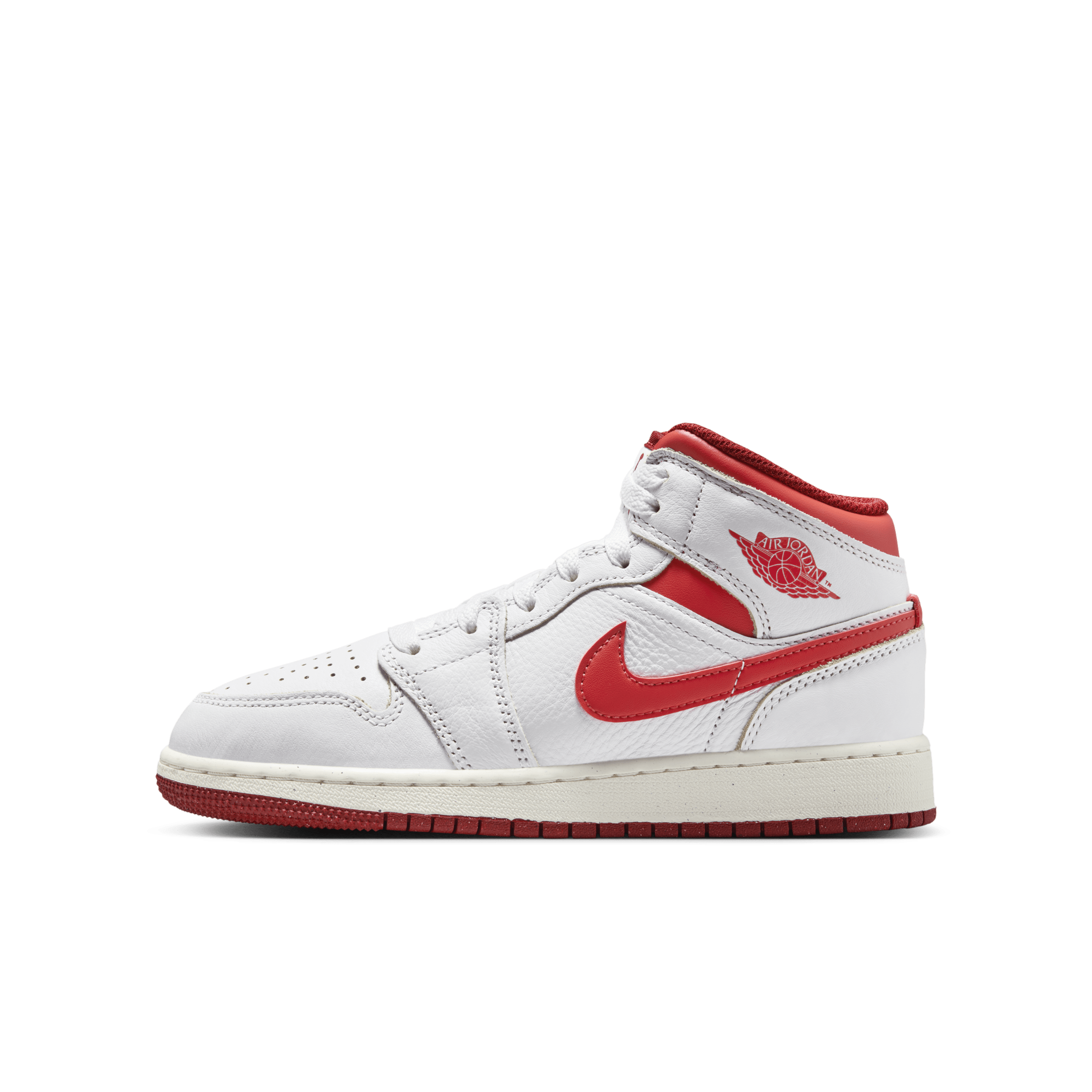 Jordan 1 mid hot sale white and red