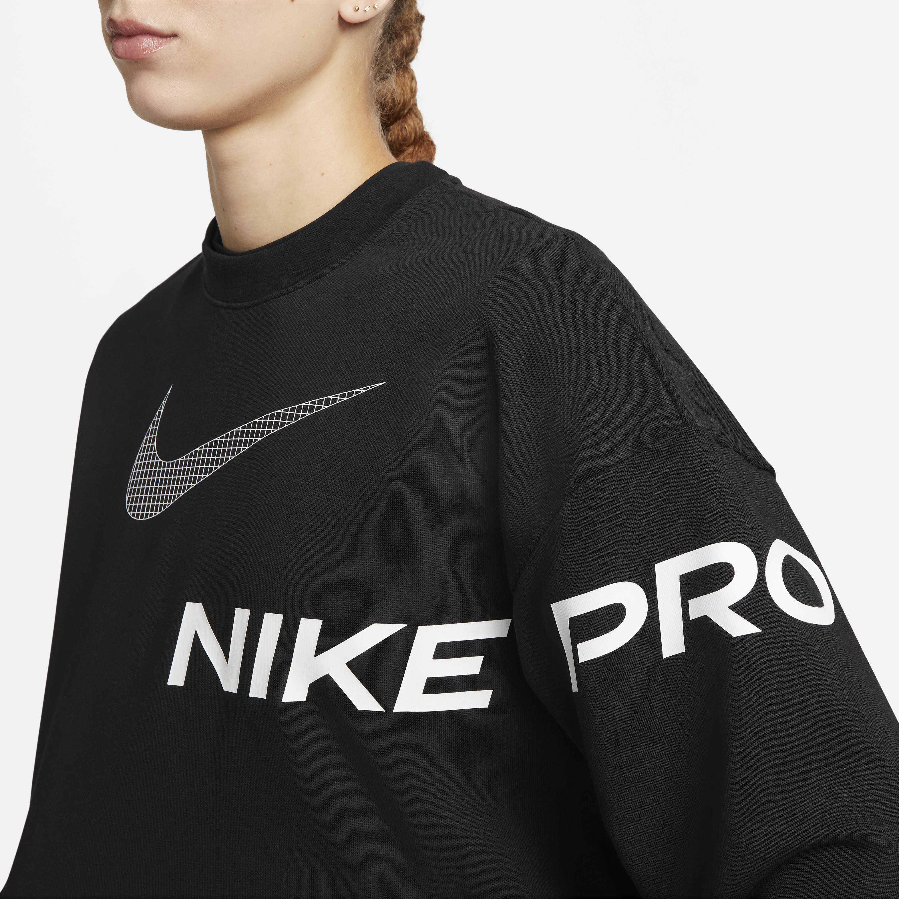 Buy Nike Dri FIT Get Fit Women s French Terry Graphic Crew Neck Sweatshirt Nike Saudi Official