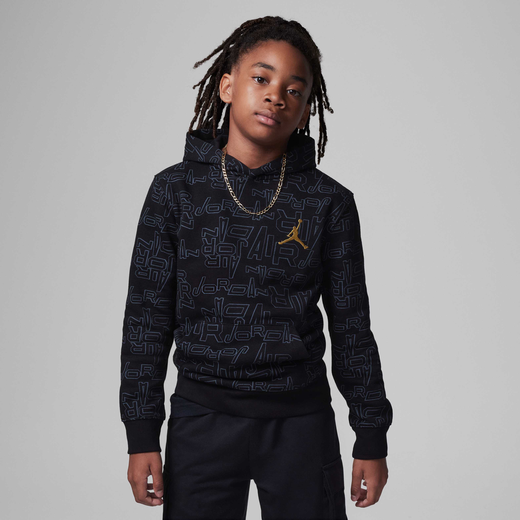 Jordan Take Flight Black and Gold Printed Pullover