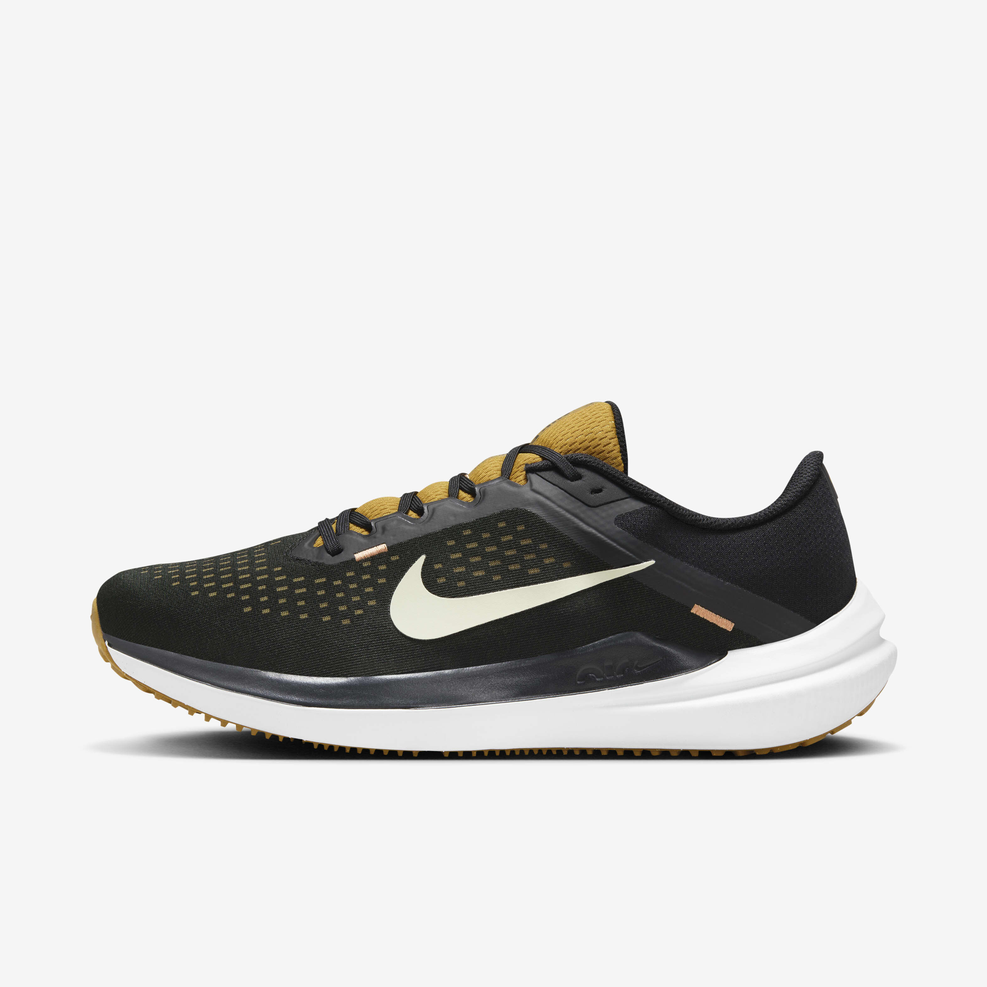 Buy Nike Winflo 10 Men s Road Running Shoes Black Bronzine Amber Brown Olive Aura Nike Saudi Official