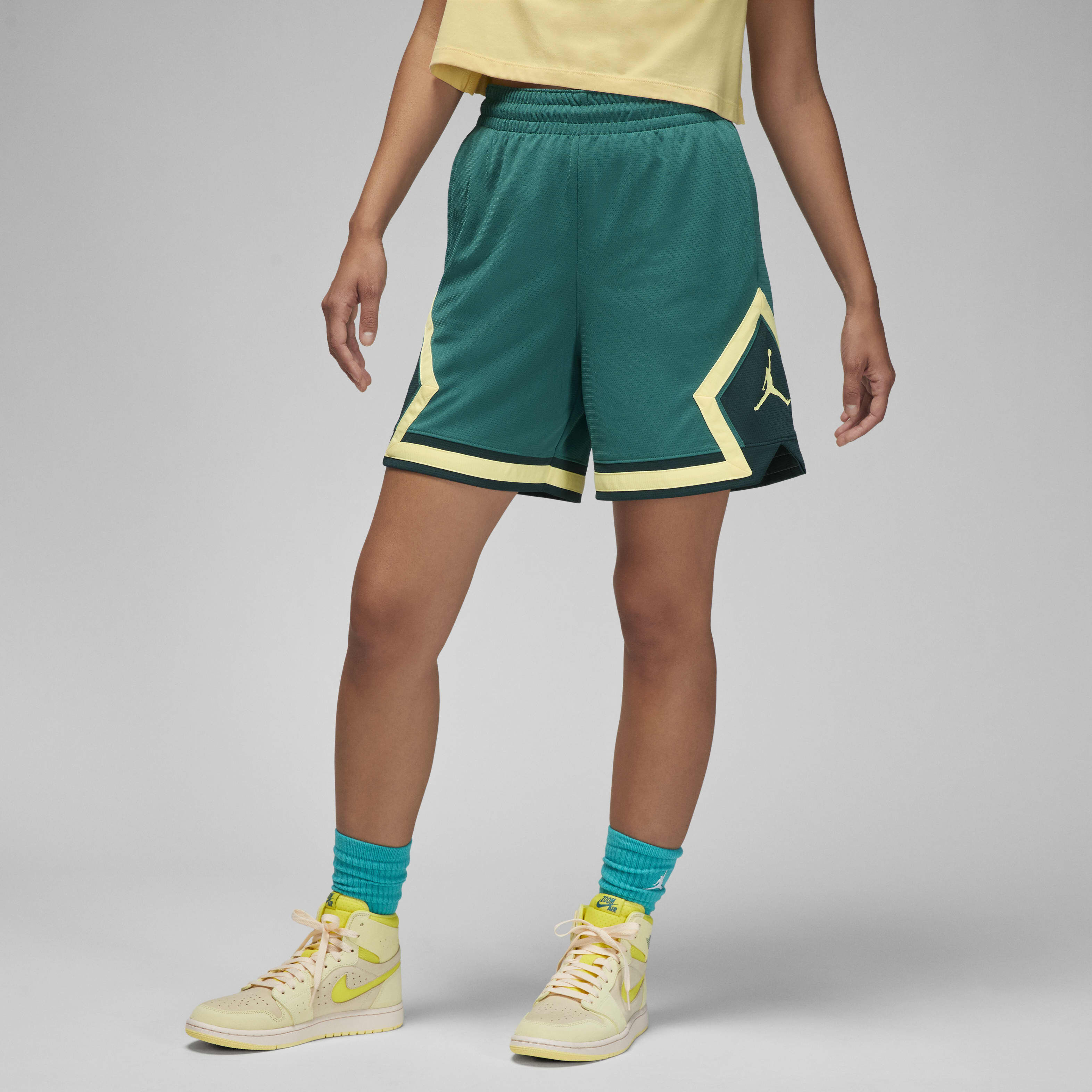 Blue and yellow jordan shorts shop