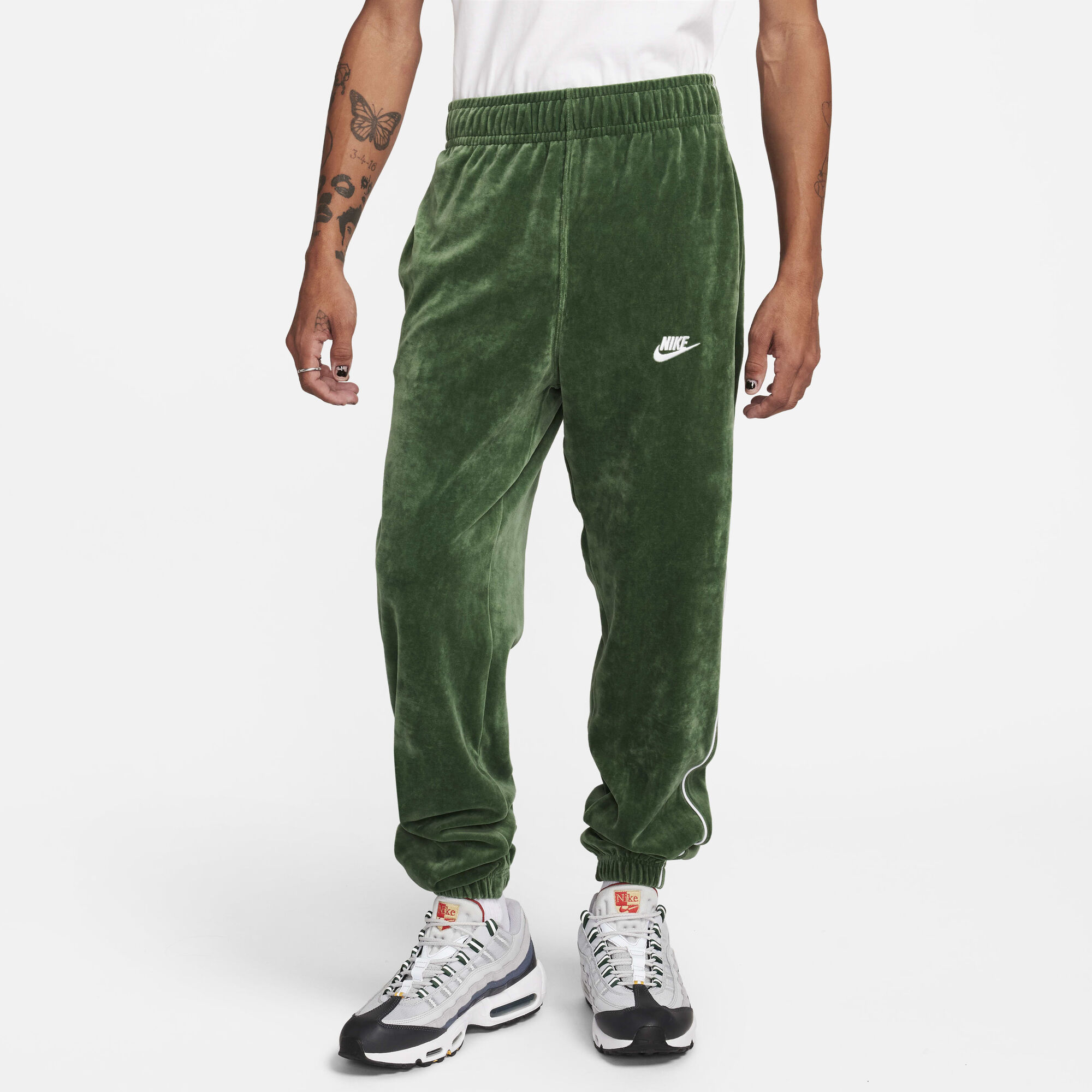 Buy Nike Sportswear Club Men's Velour Trousers Fir/White Nike