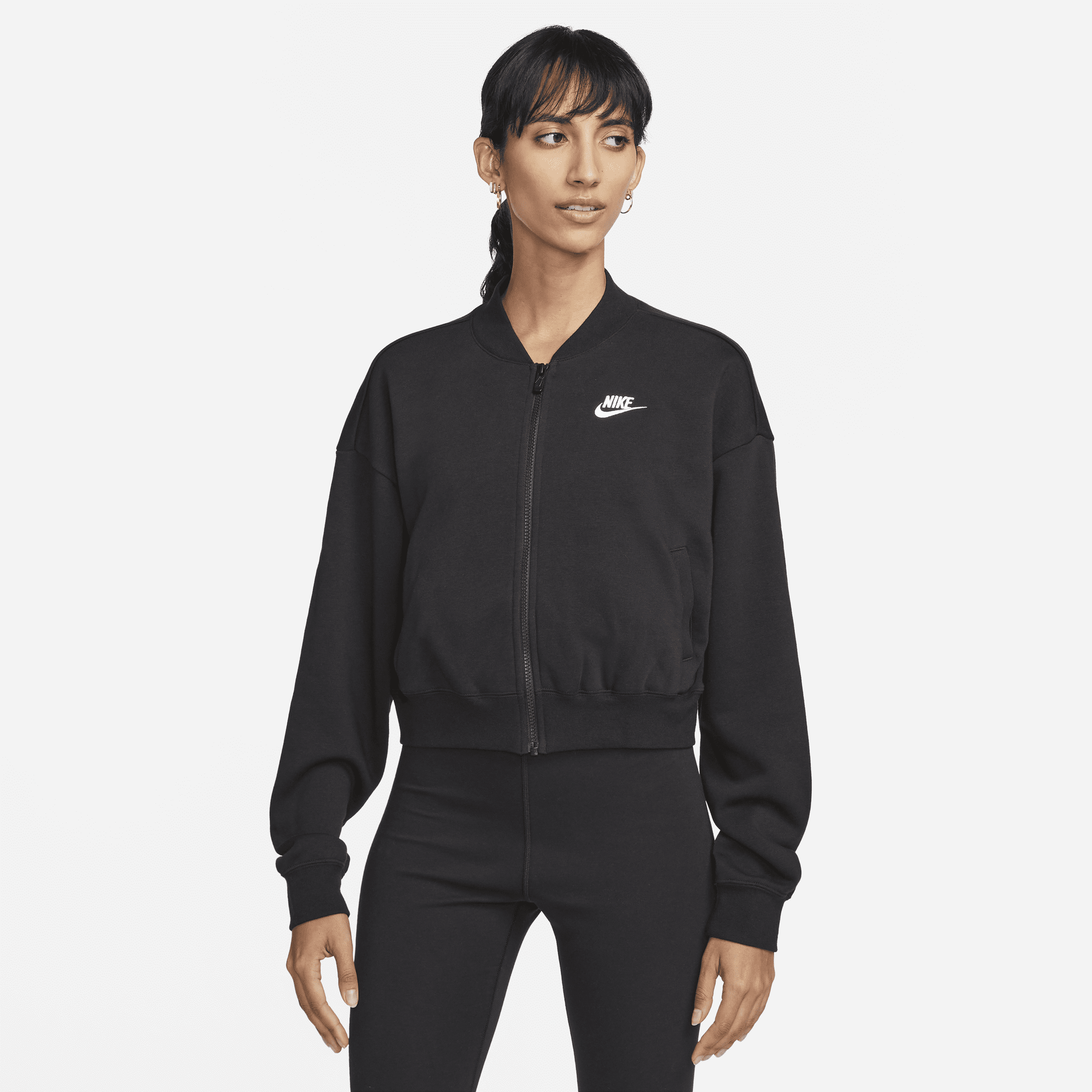 Shop Sportswear Club Fleece Women s Oversized Cropped Full Zip