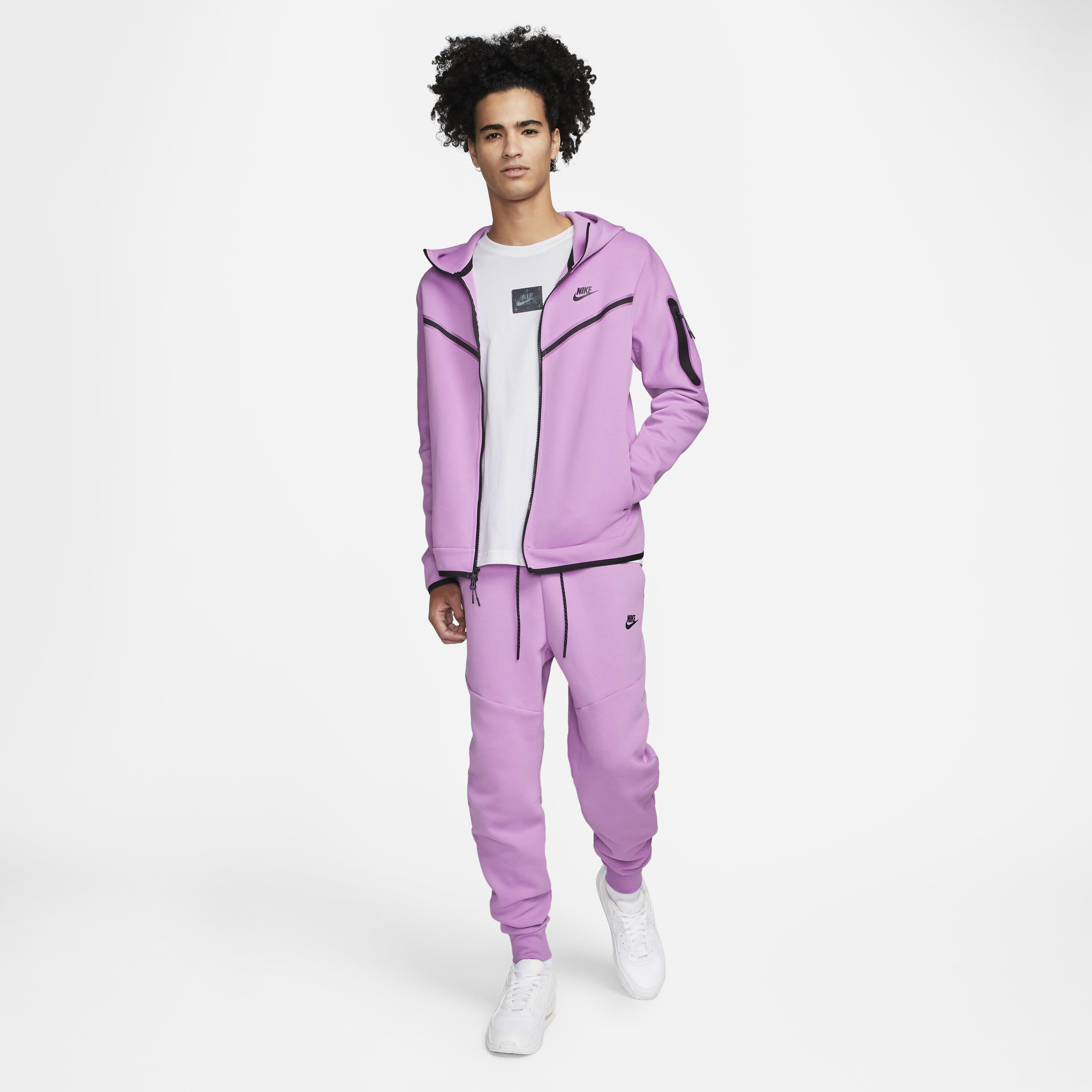 Buy Nike Sportswear Tech Fleece Men s Full Zip Hoodie Violet Shock Black Nike Saudi Official