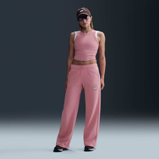 Club House-Nike, Nike Sportswear Club Fleece, Women's Mid-Rise Wide-Leg Graphic Trousers
