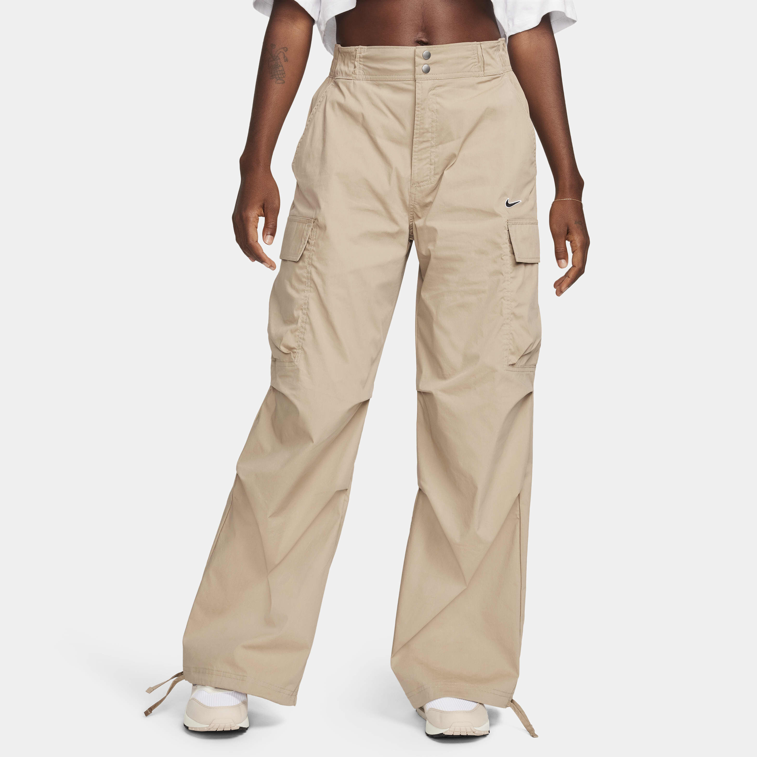 Buy Nike Sportswear Women s High Waisted Loose Woven Cargo Trousers Khaki Nike Saudi Official