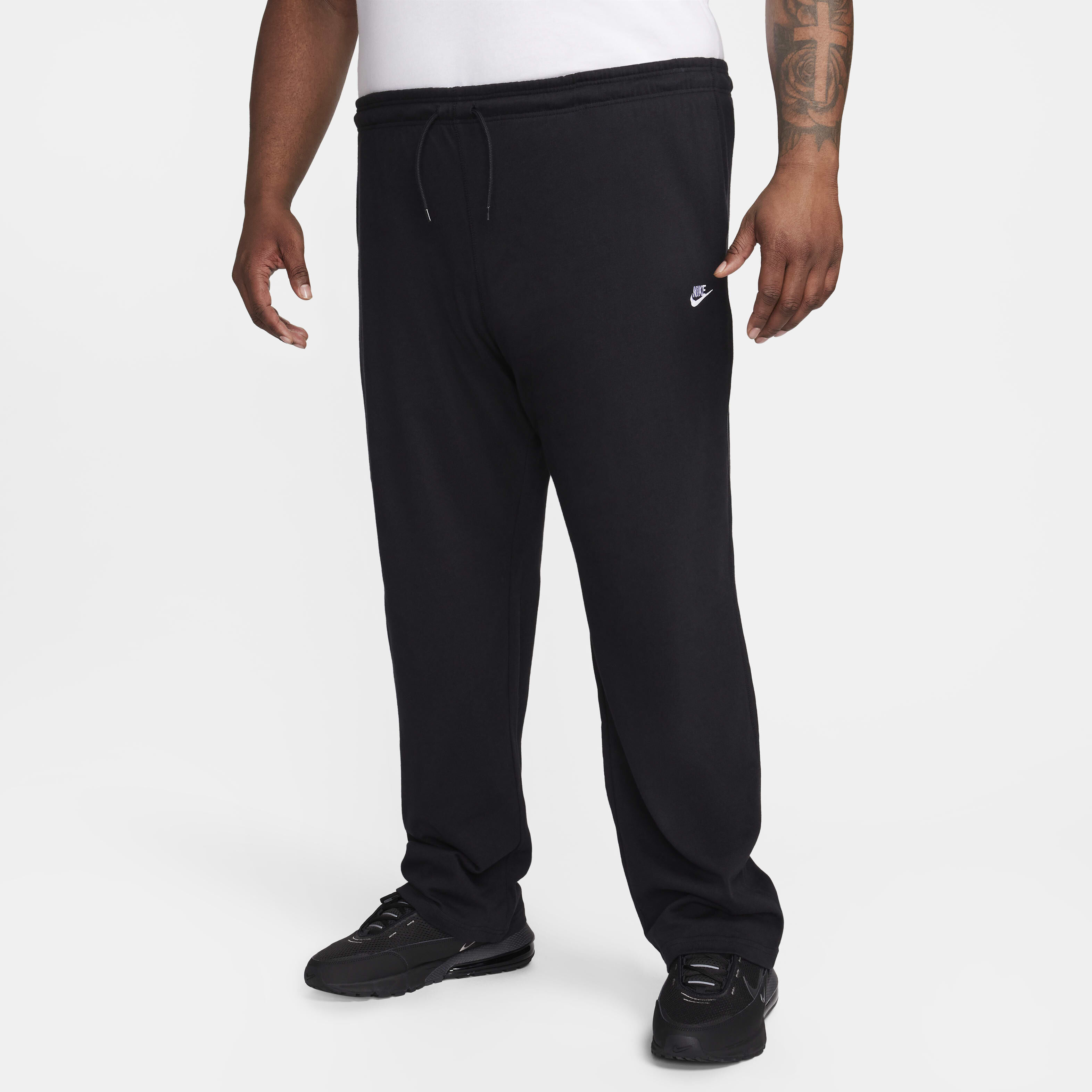 Buy Nike Sportswear Club Men s Knit Open Hem Trousers Black White Nike Saudi Official