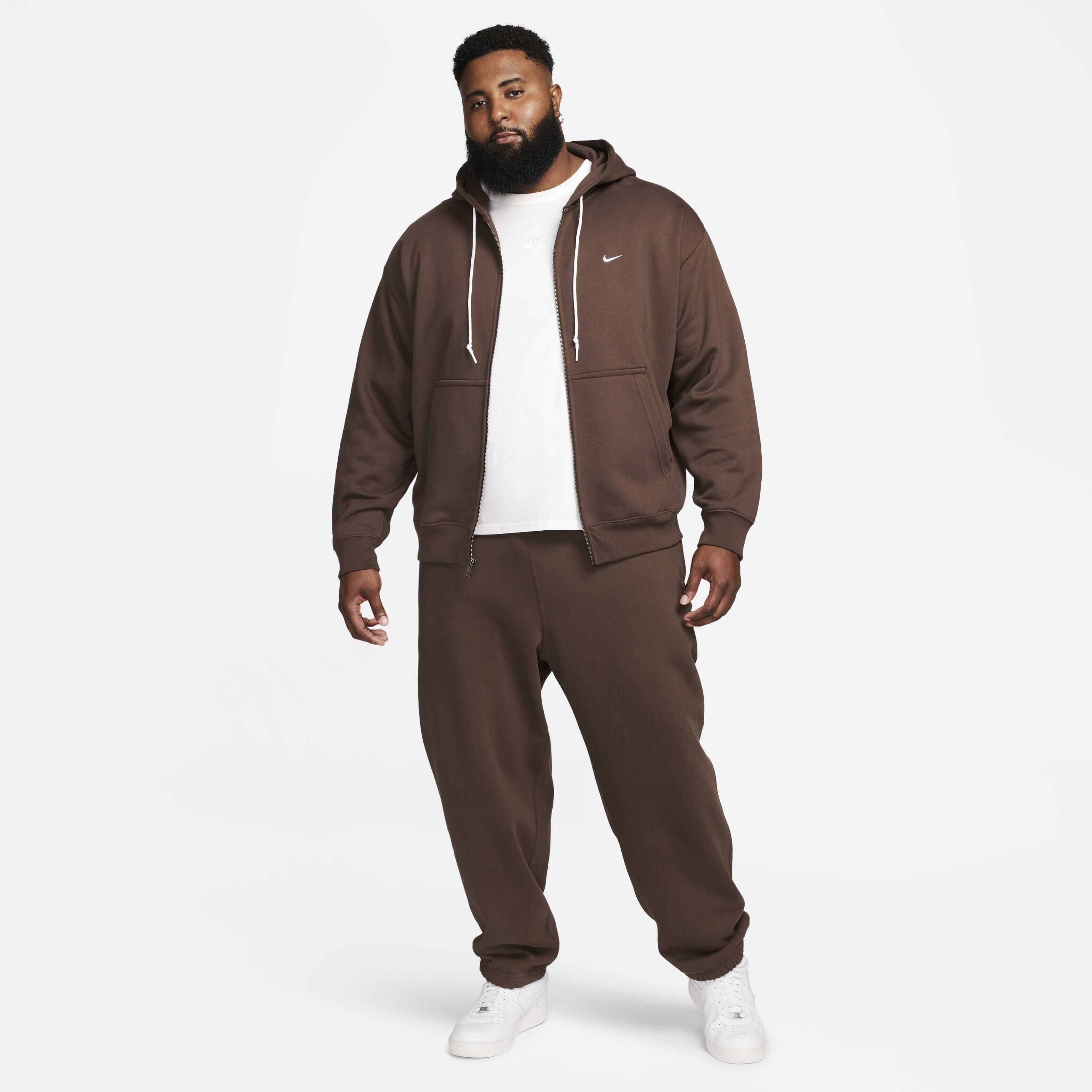 Buy Nike Solo Swoosh Men's Full-Zip Hoodie - Baroque Brown/White